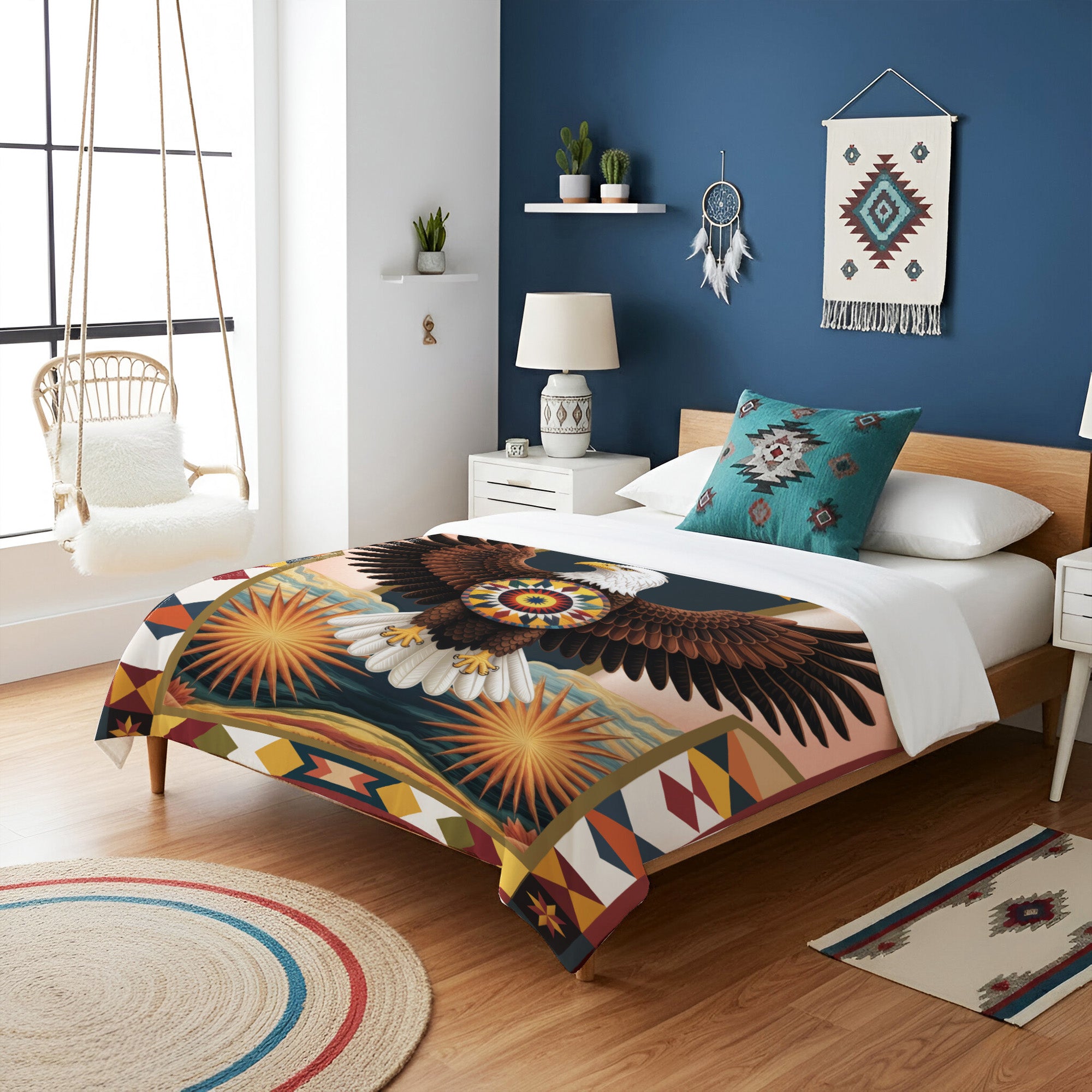 Sacred Eagle of Freedom Native American Cozy Premium Fleece Blanket