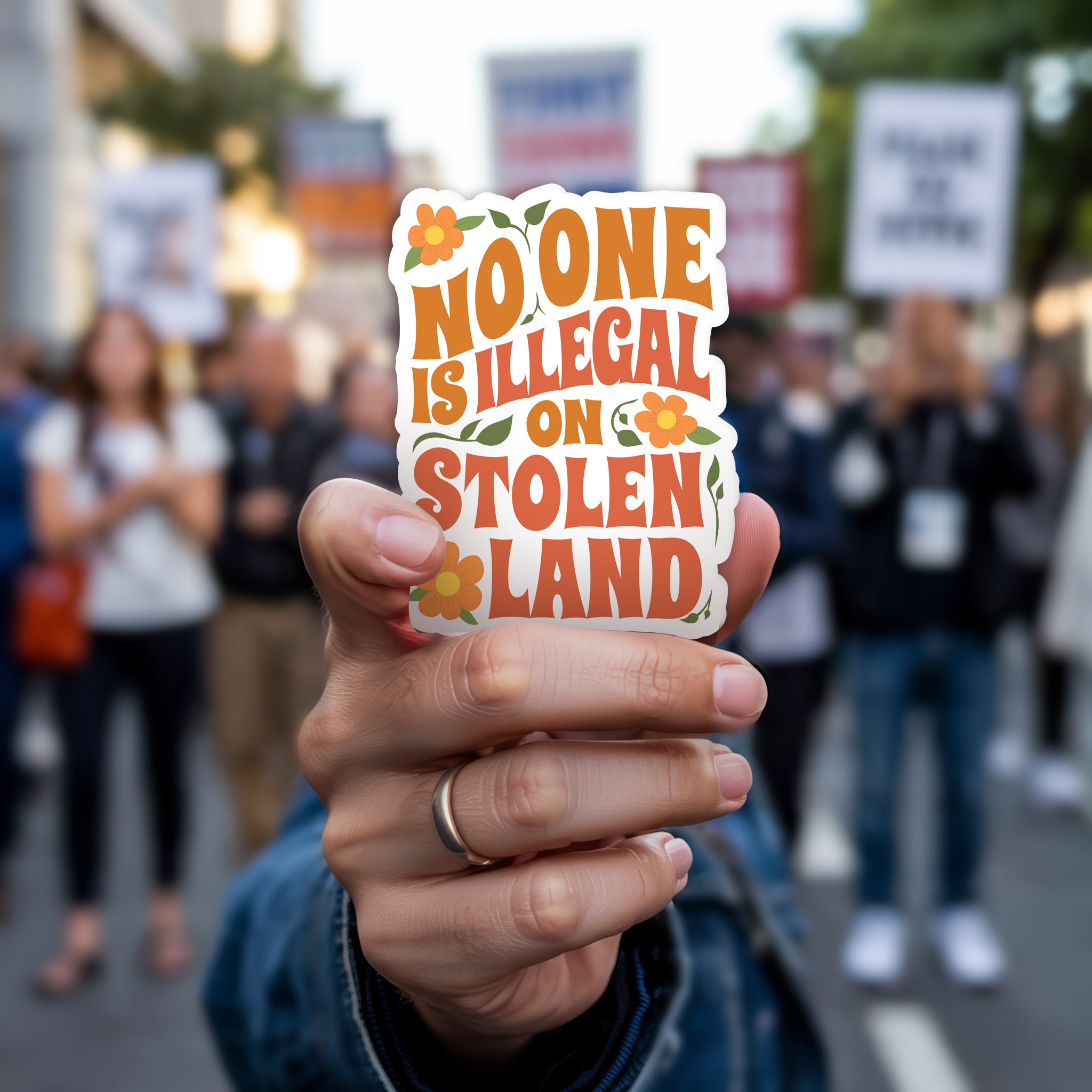 Sticker No One Is Illegal On Stolen Land