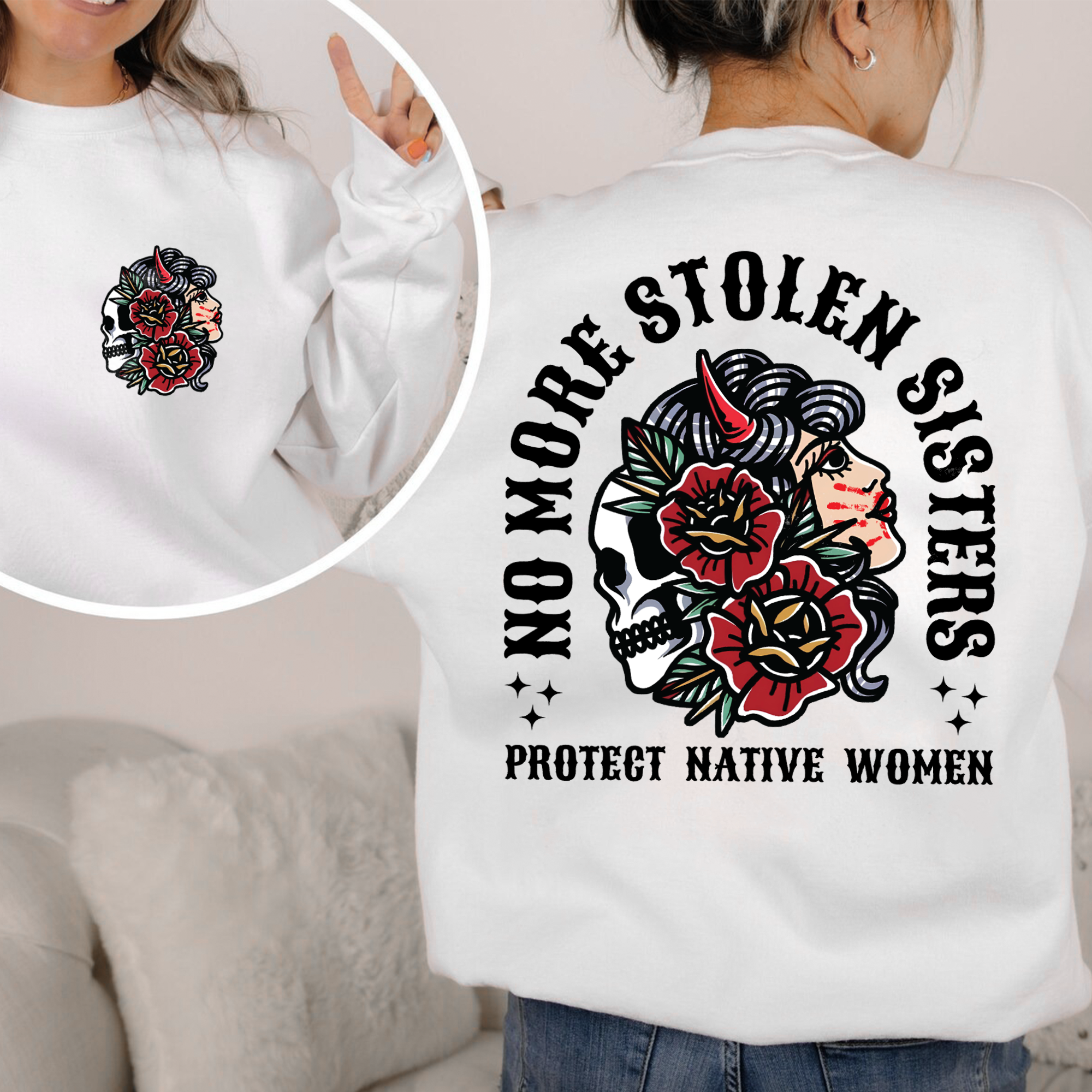 No More Stolen Sisters - Protect Native Women- Unisex T-Shirt/T-Shirt V-Neck/Hoodie/Sweatshirt - Two Sides