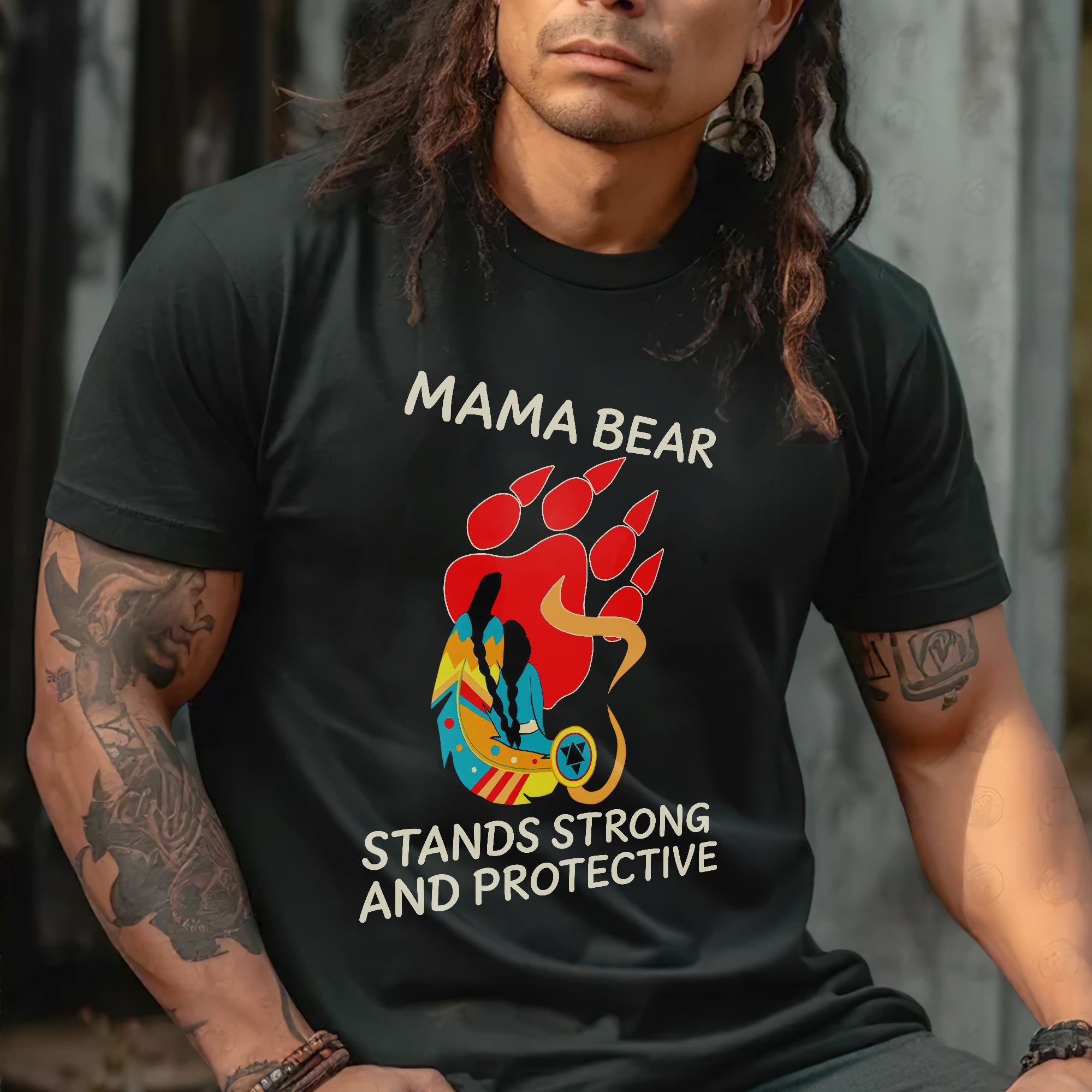 Mama Bear Strong and Protective – Native Inspired Design - Unisex T-Shirt/T-Shirt V-Neck/Hoodie/Sweatshirt