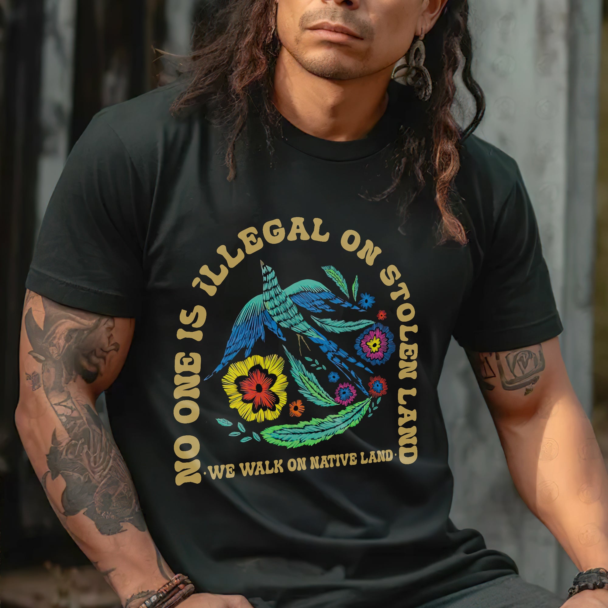 No One Is Illegal On Stolen Land. We Walk On Native Land Style 10 - One Sides Unisex T-Shirt/Hoodie/Sweatshirt
