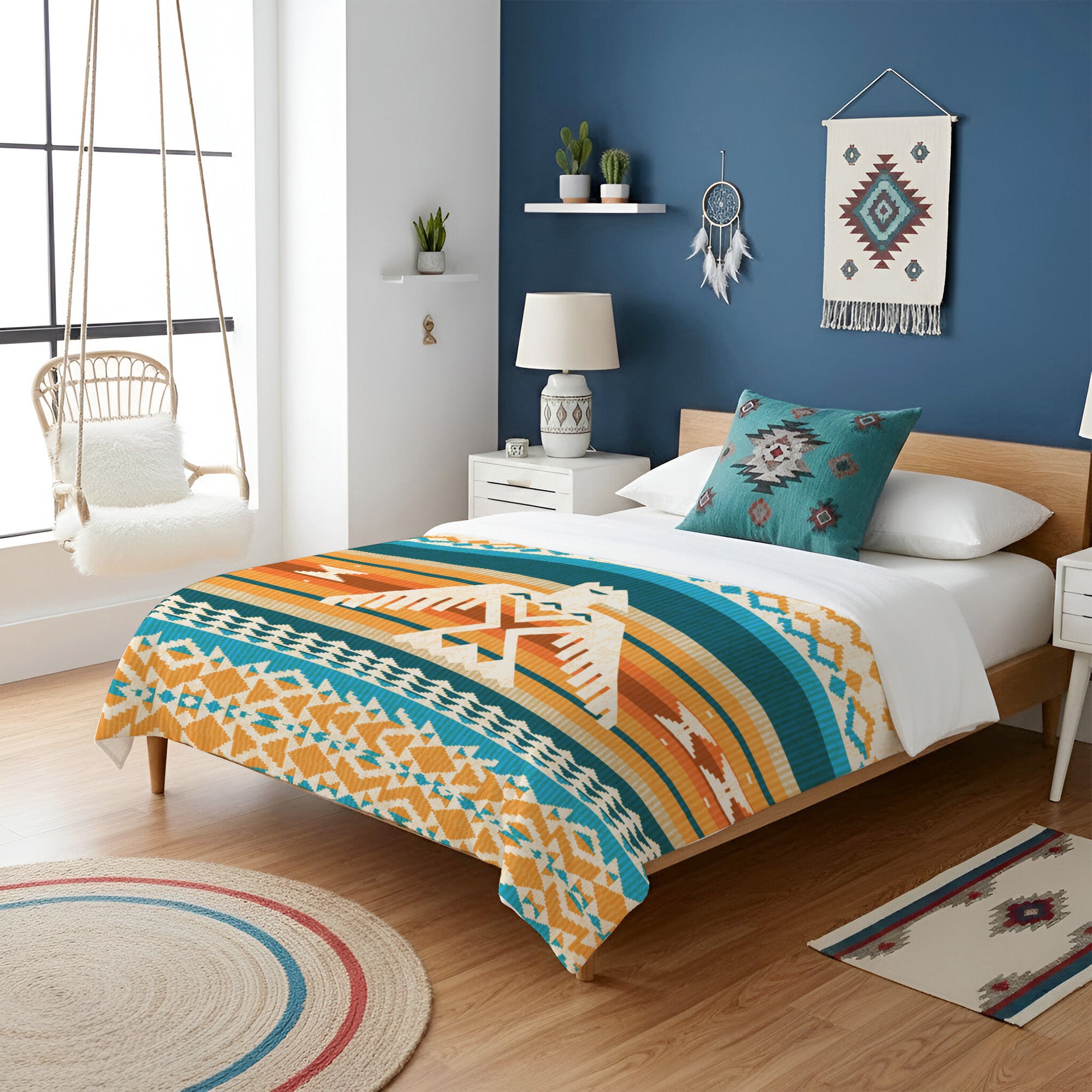 Native American Style Colorful Border Pattern Soft And Warm Fleece Blanket