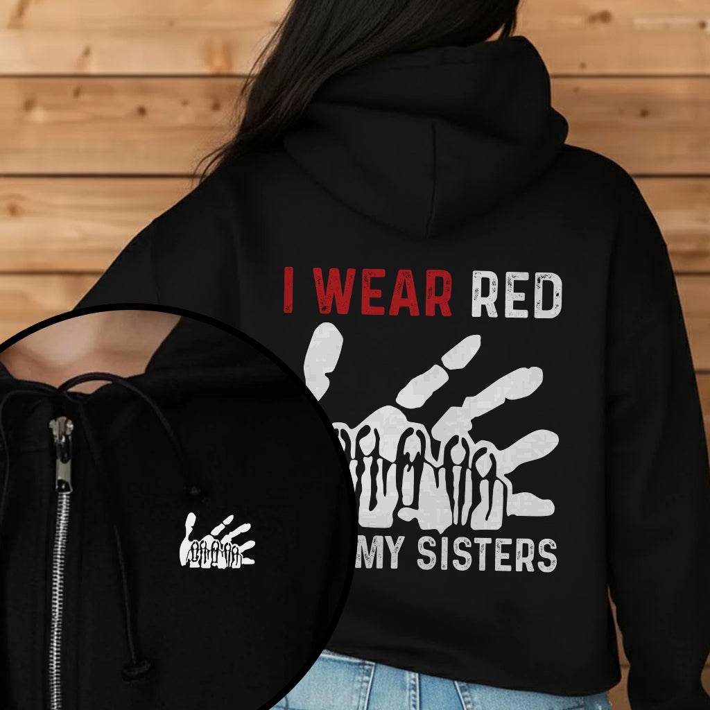 [Two Sides] I Wear Red for My Sisters MMIW Awareness Unisex Tank Top/Long Sleeve/Hoodie Zip