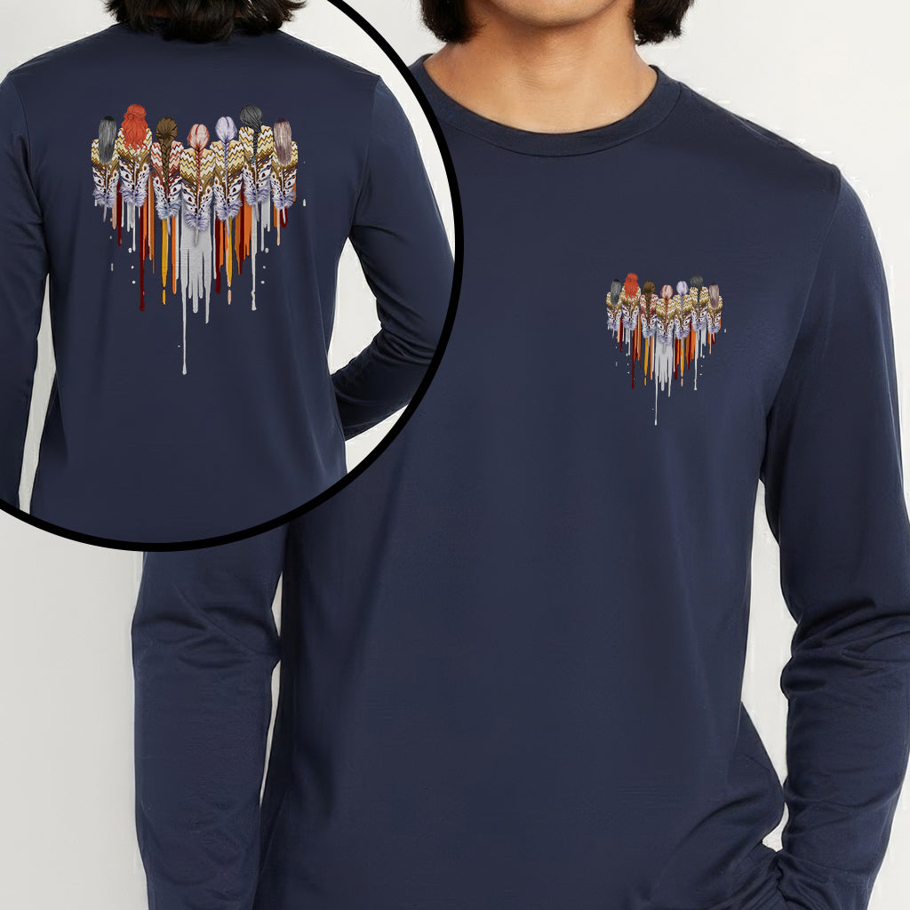 [Two Sides] Native American Feather Heart Indigenous Women Unisex Tank Top/Long Sleeve/Hoodie Zip