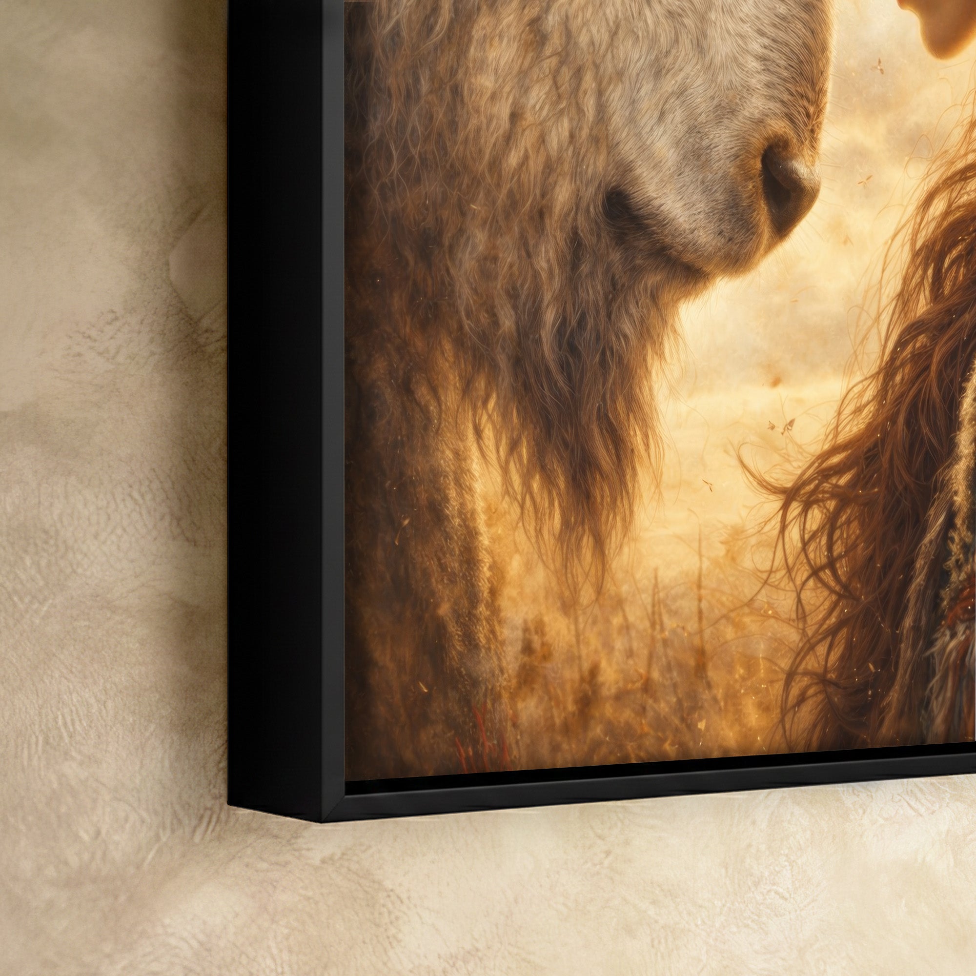 Sacred Bond of Indigenous Woman and Bison – Native American Art Poster/Canvas