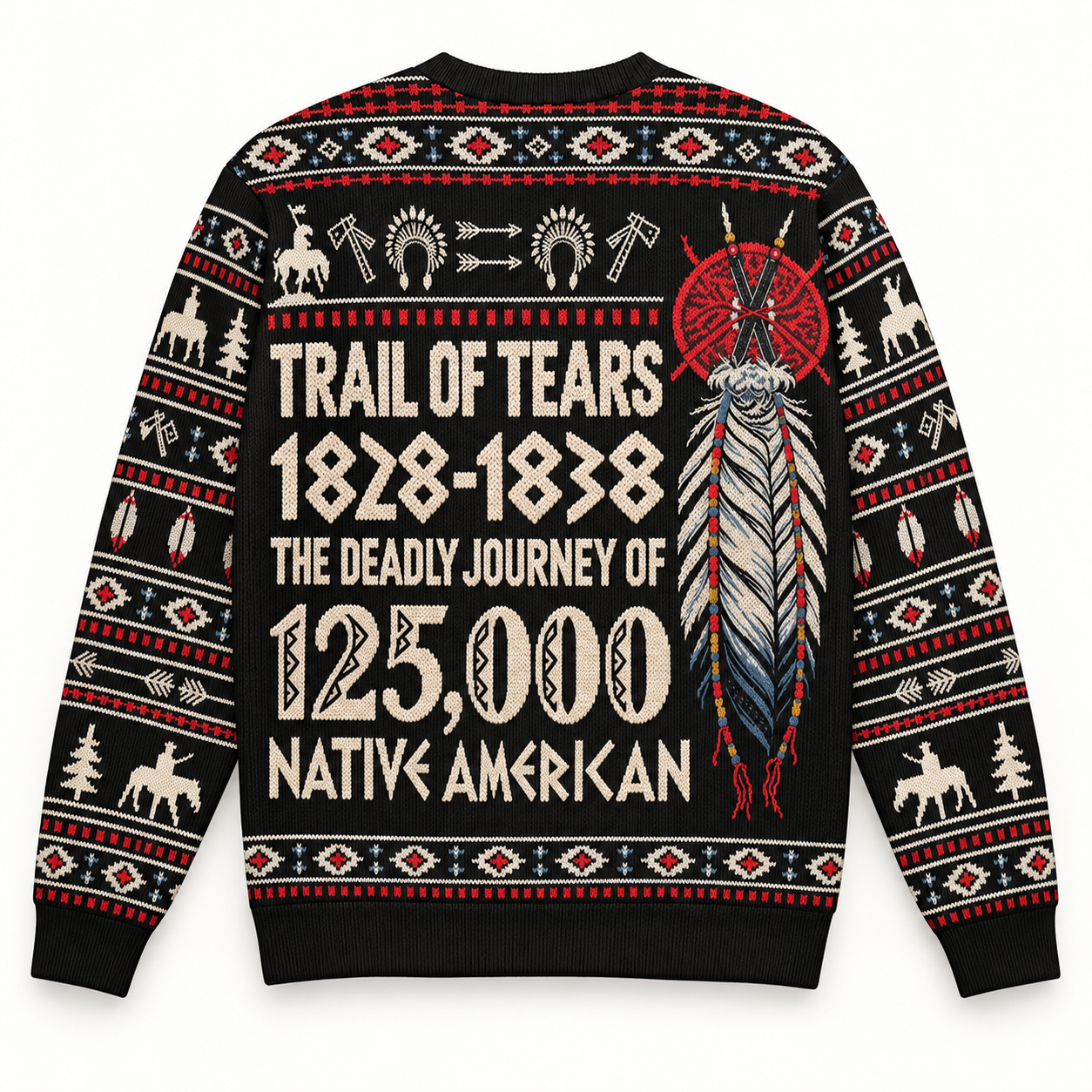 Trail Of Tear THE DEADLY JOURNEY OF 125,000 - Native American Ugly Sweatshirt