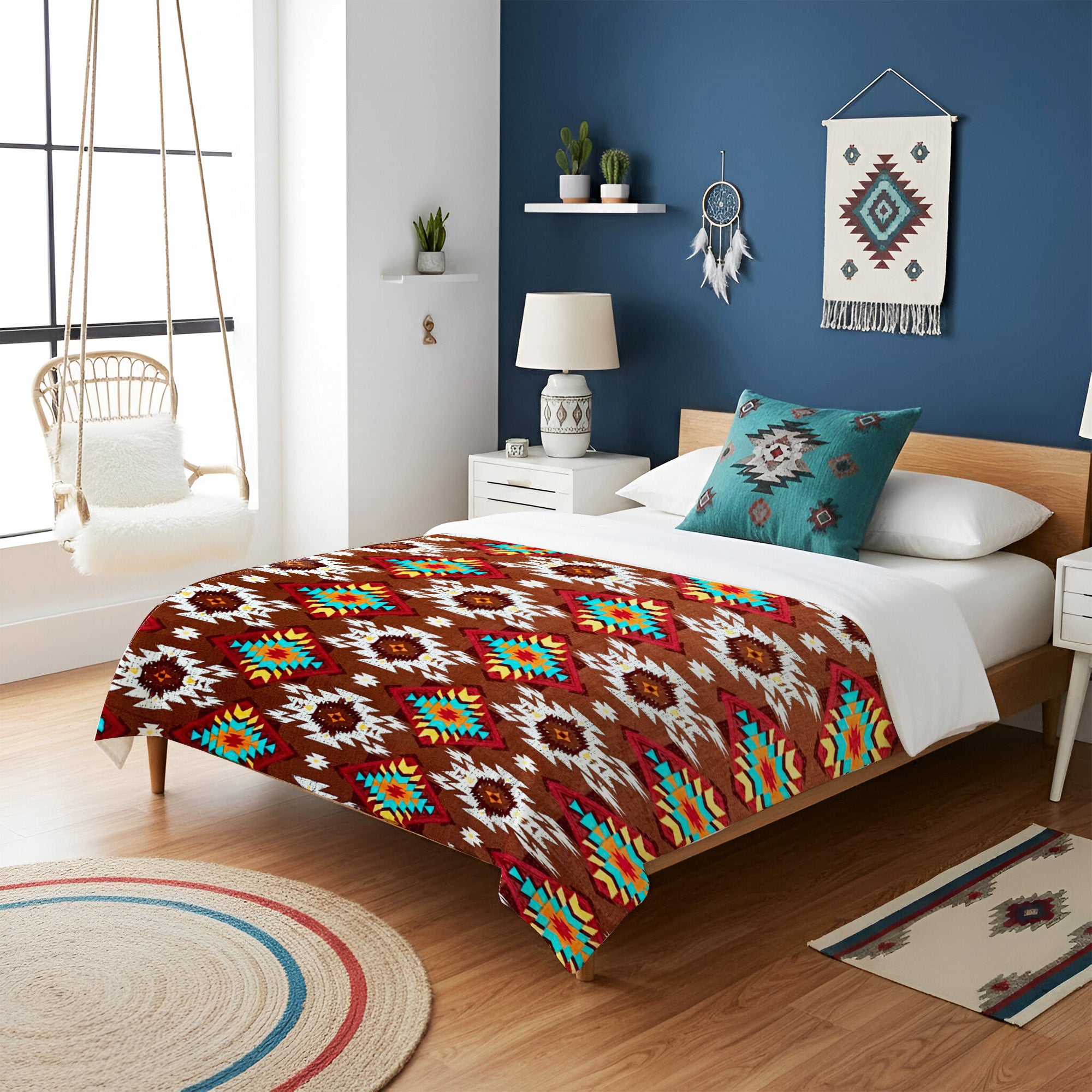 Native American Style Brown Pattern Soft And Warm Fleece Blanket