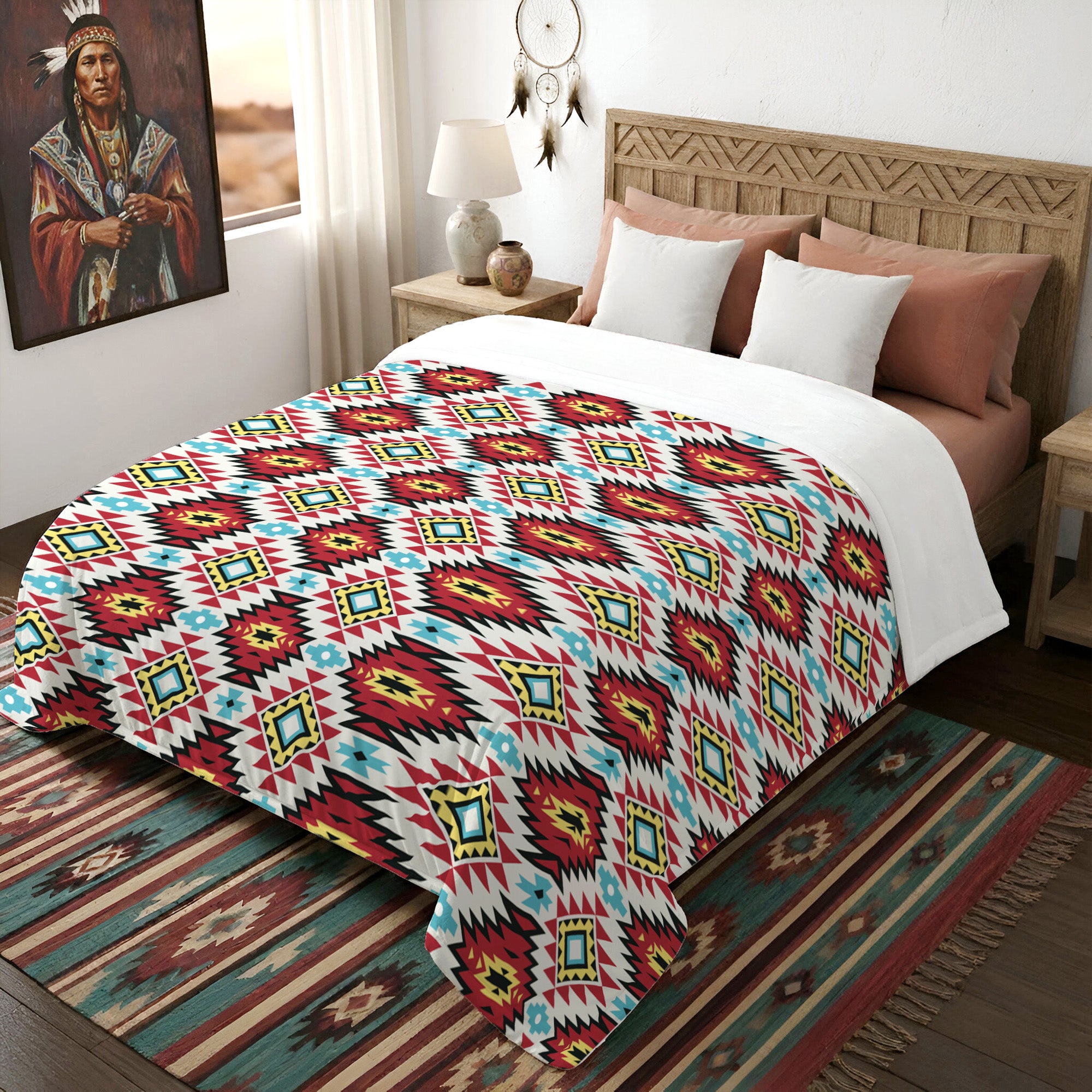 Native American Style Pattern Soft And Warm Premium Fleece Blanket