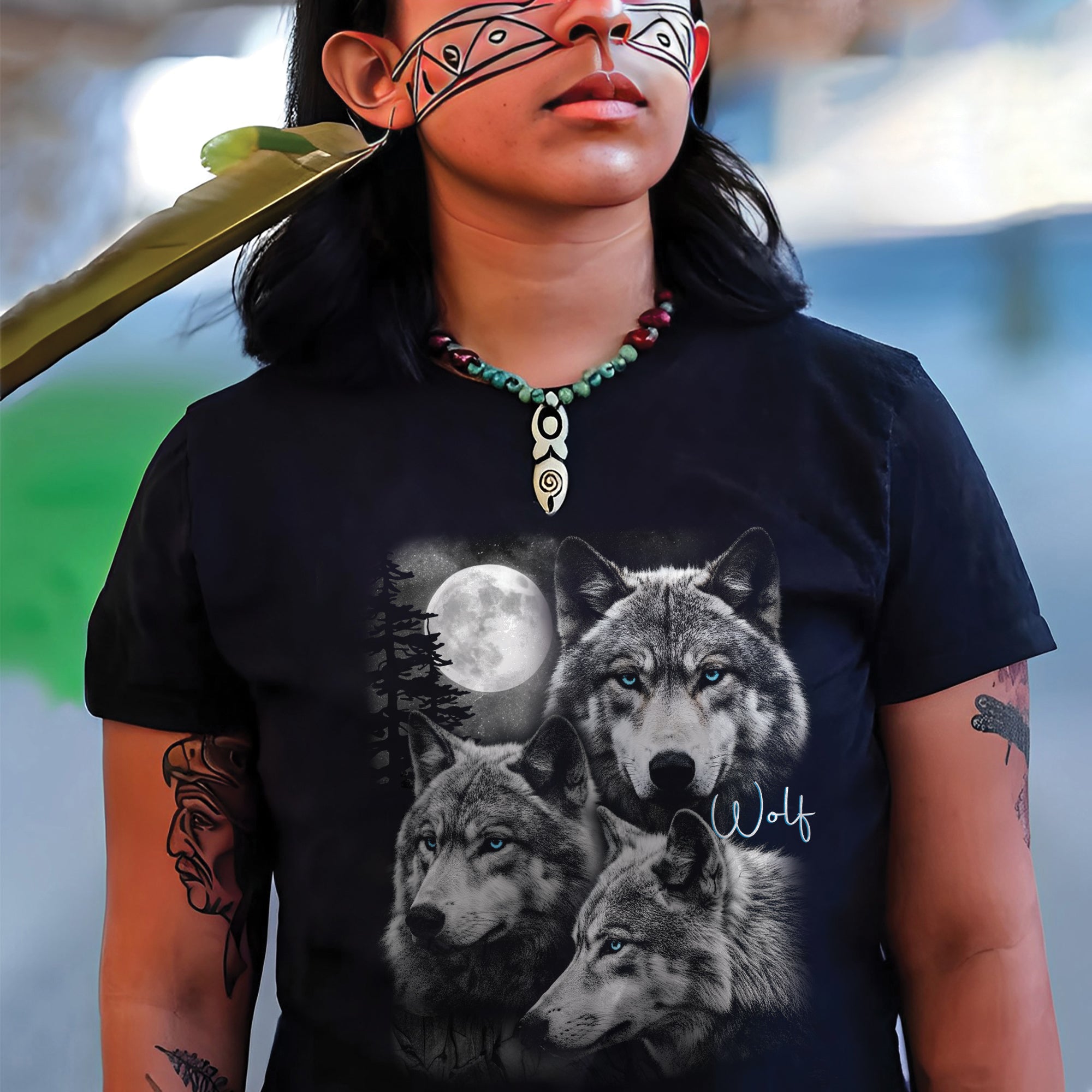 Spirit of the Wolf Moon Native American Indigenous Culture Unisex T-Shirt/T-Shirt V-Neck/Hoodie/Sweatshirt