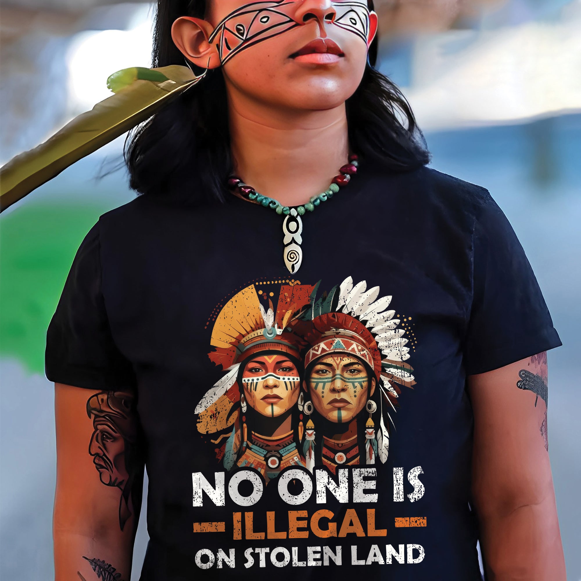 No One Is Illegal On Stolen Land - Unisex T-Shirt/T-Shirt V-Neck/Hoodie/Sweatshirt N87