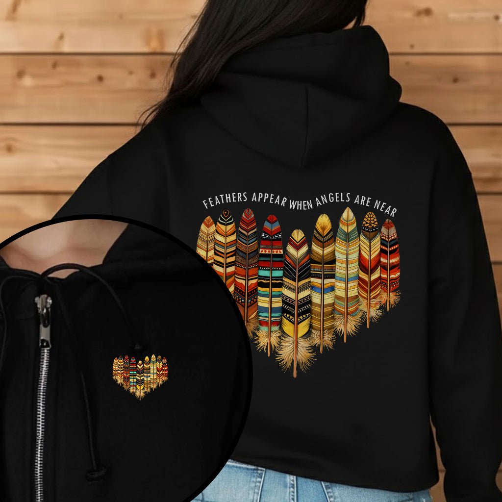 [Two Sides] Feathers Appear When Angels Are Near – Indigenous Women Native American Unisex Tank Top/Long Sleeve/Hoodie Zip