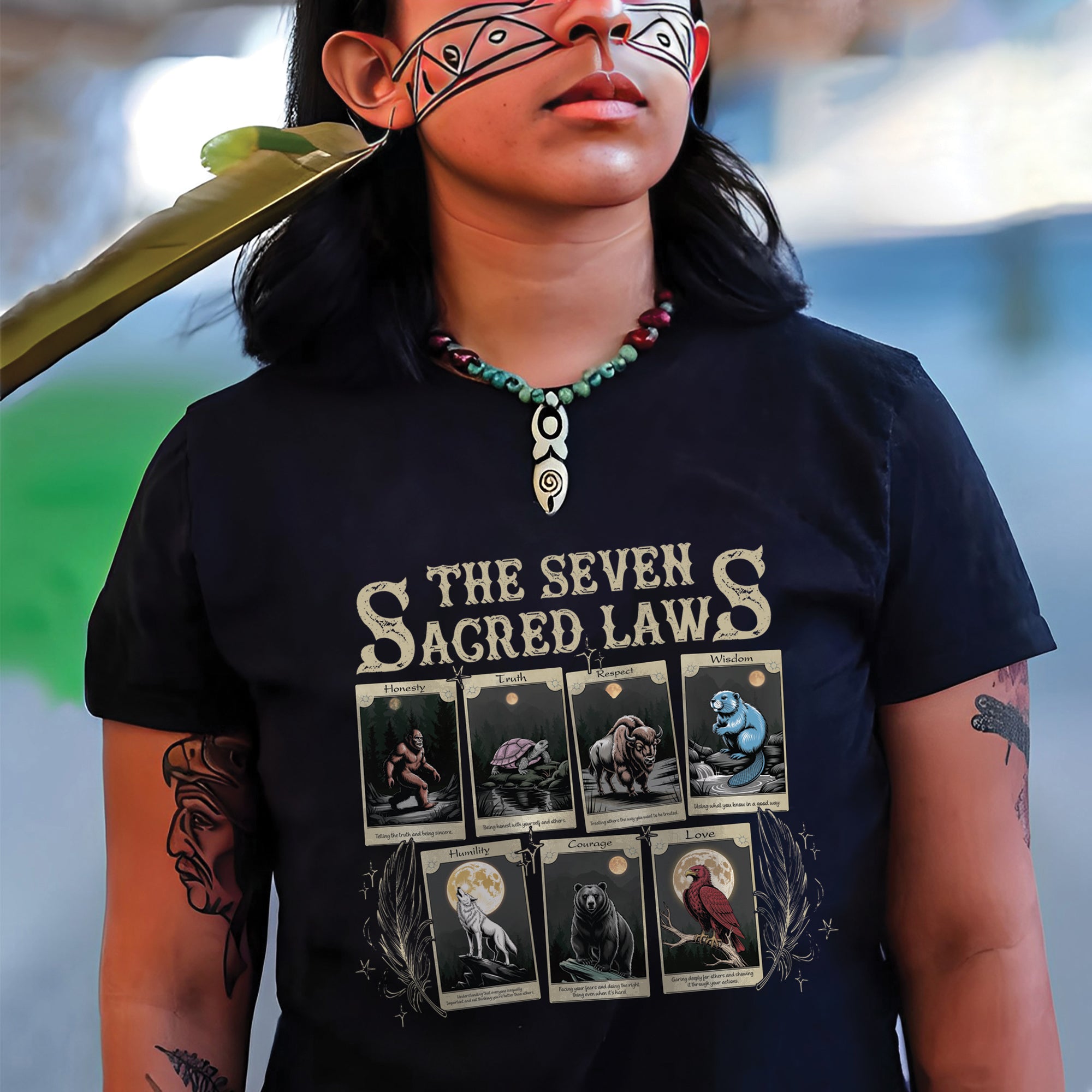 The Seven Sacred Laws Card Native American Indigenous Culture Unisex T-Shirt/T-Shirt V-Neck/Hoodie/Sweatshirt