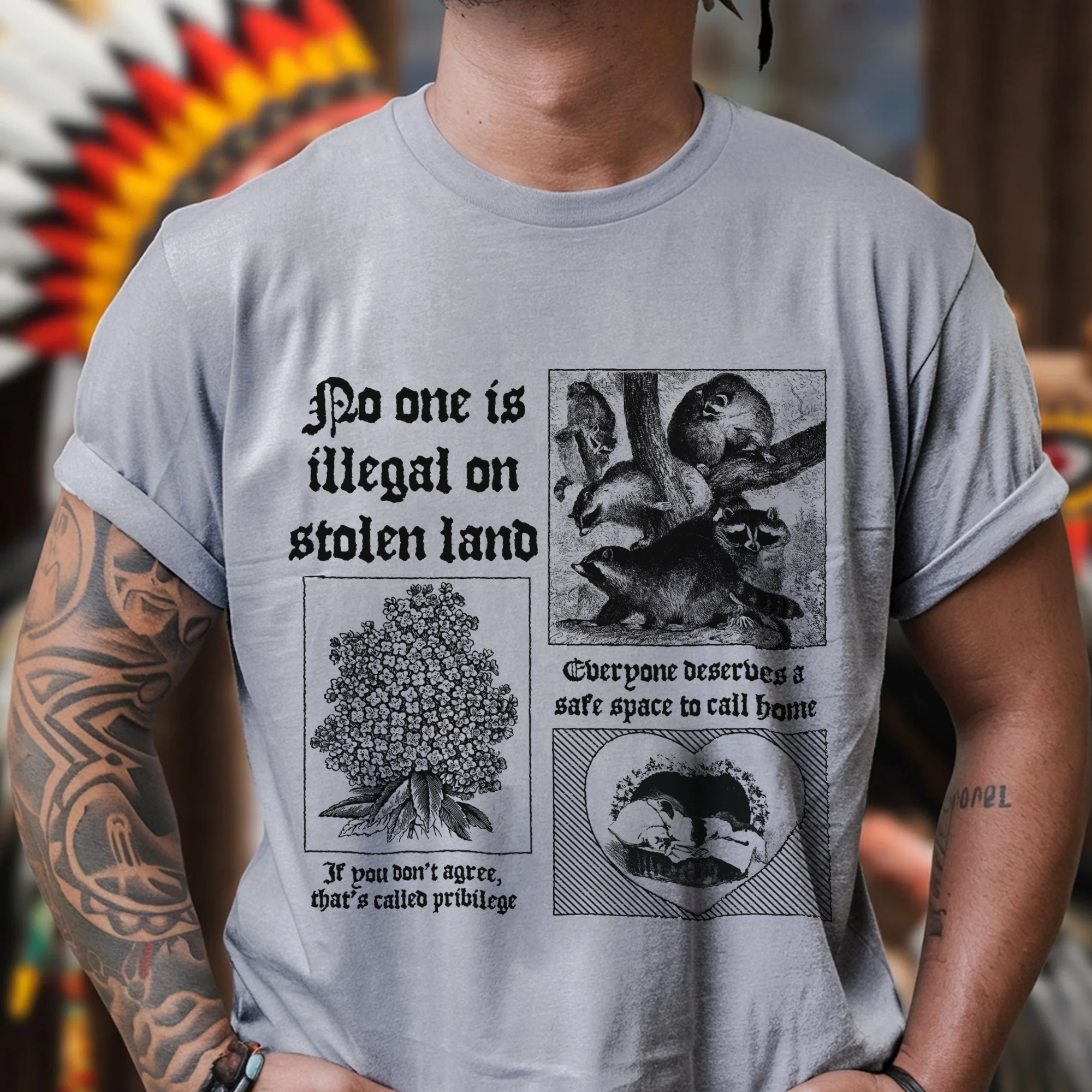 No One Is Illegal On Stolen Land Unisex T-Shirt/T-Shirt V-Neck/Hoodie/Sweatshirt – For Social Justice Advocates