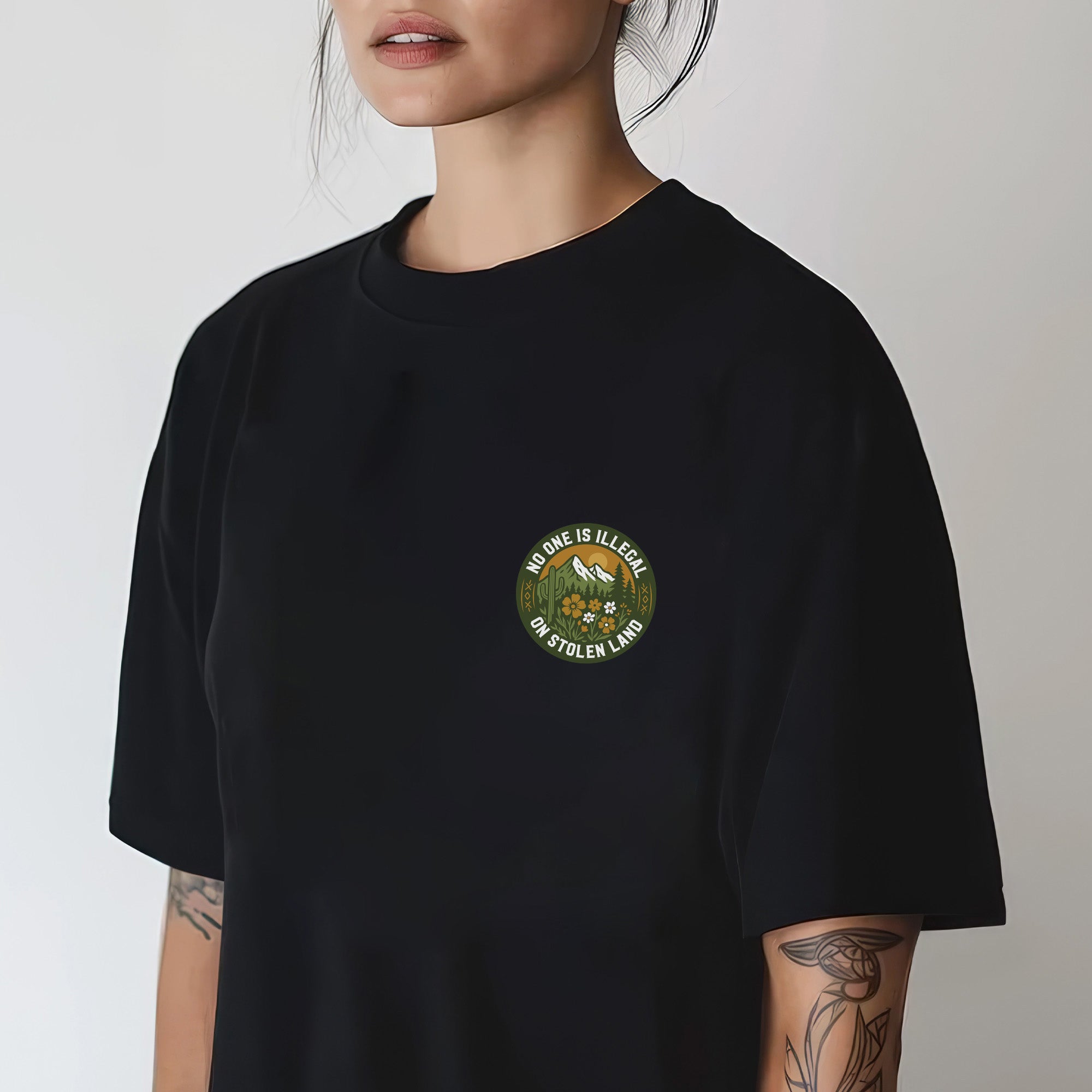 No One Is Illegal On Stolen Land - Unisex T-Shirt/T-Shirt V-Neck/Hoodie/Sweatshirt - Two Sides N62