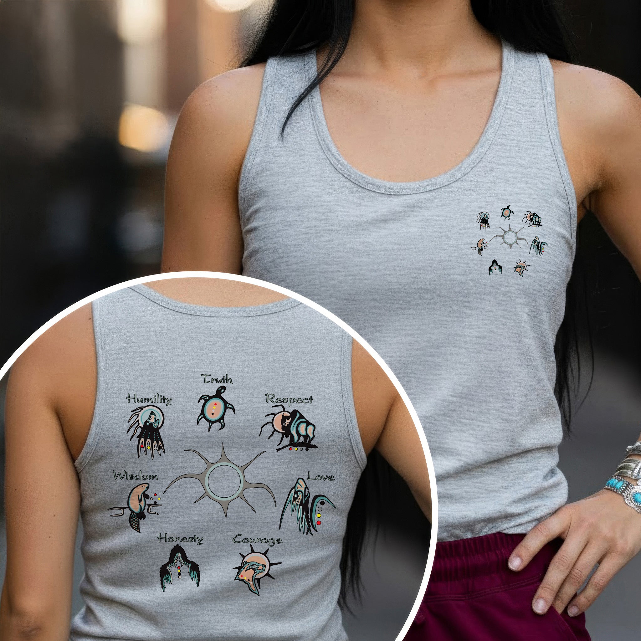 [Two Sides] The Seven Sacred Laws Native American Indigenous Culture Unisex Tank Top/Long Sleeve/Hoodie Zip
