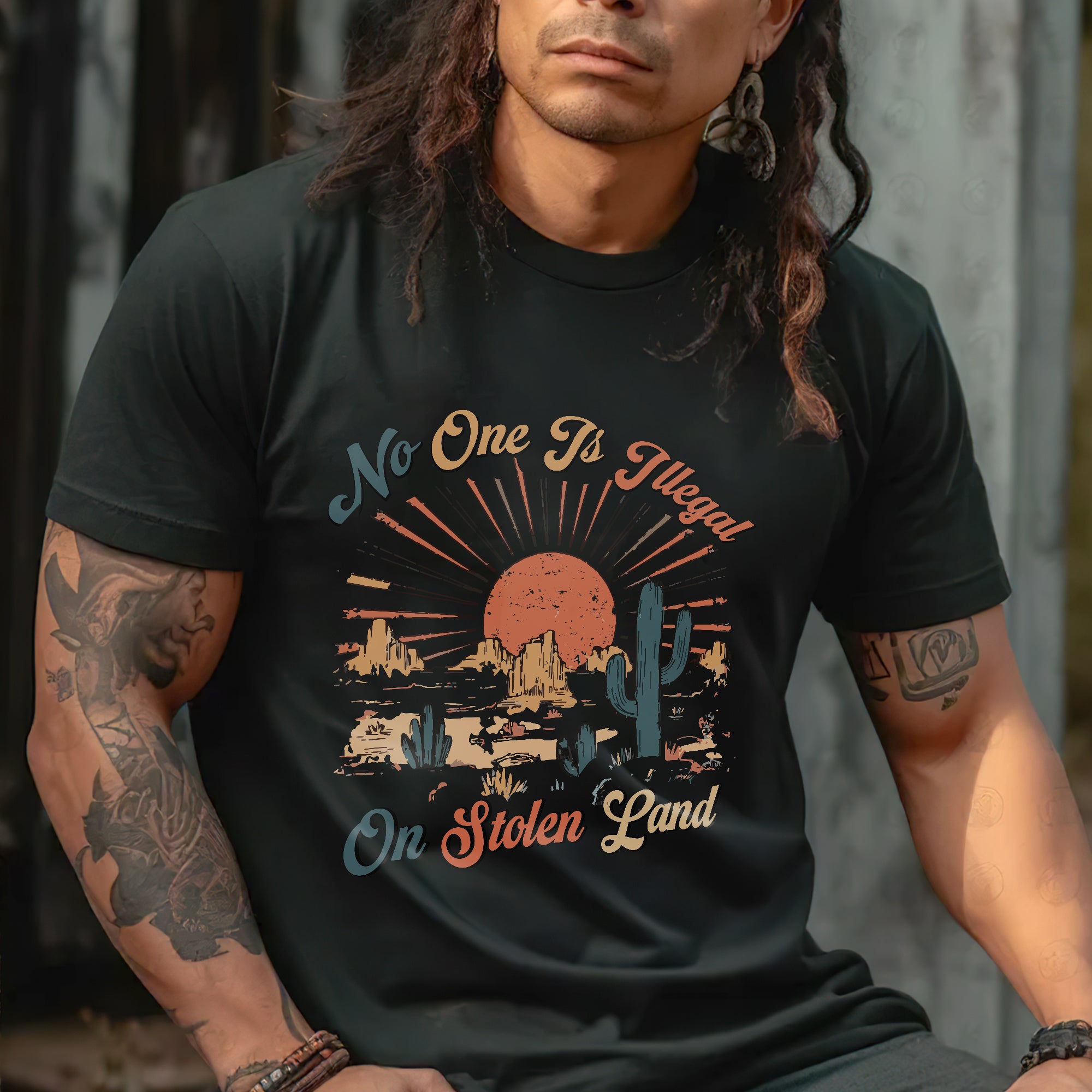 No One Is Illegal On Stolen Land Style 12 - One Sides Unisex T-Shirt/T-Shirt V-Neck/Hoodie/Sweatshirt
