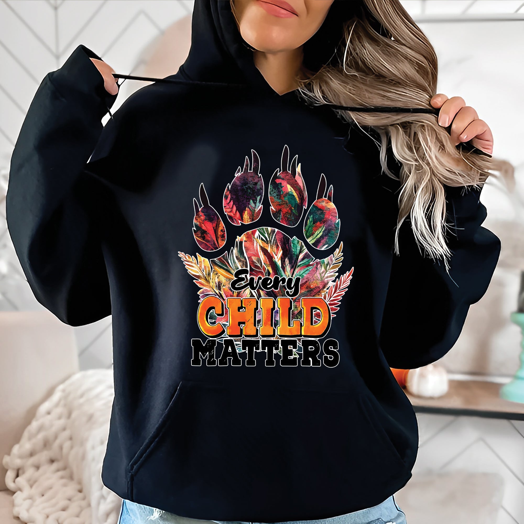 Every Child Matters Feathered Paw Print Orange Native American Unisex T-shirt/Hoodie/Sweatshirt