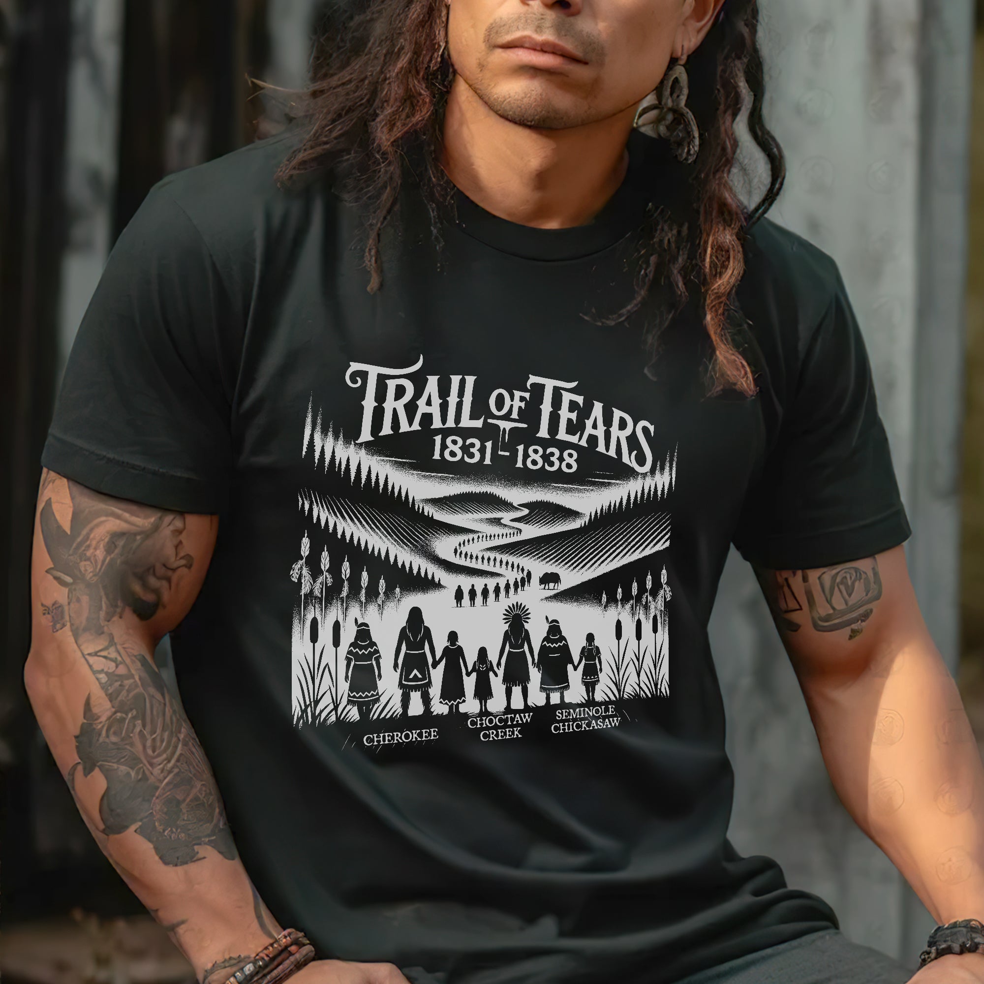 Native Heritage Trail of Tears 5 Tribes - Unisex T-Shirt/T-Shirt V-Neck/Hoodie/Sweatshirt