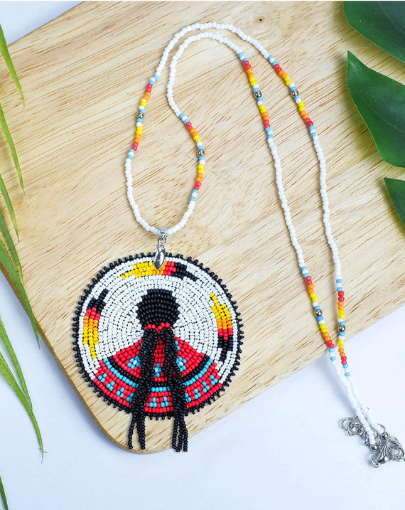 SALE 50% OFF - Indigenous Women Inspired Handmade Beaded Wire Pendant Necklace