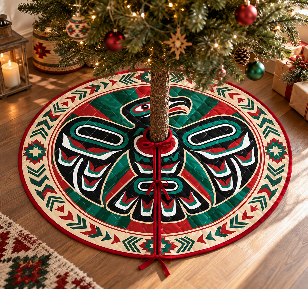 Sacred Thunderbird Sacred Power Timeless Spirit - Quilted Tree Skirt Holiday Decor