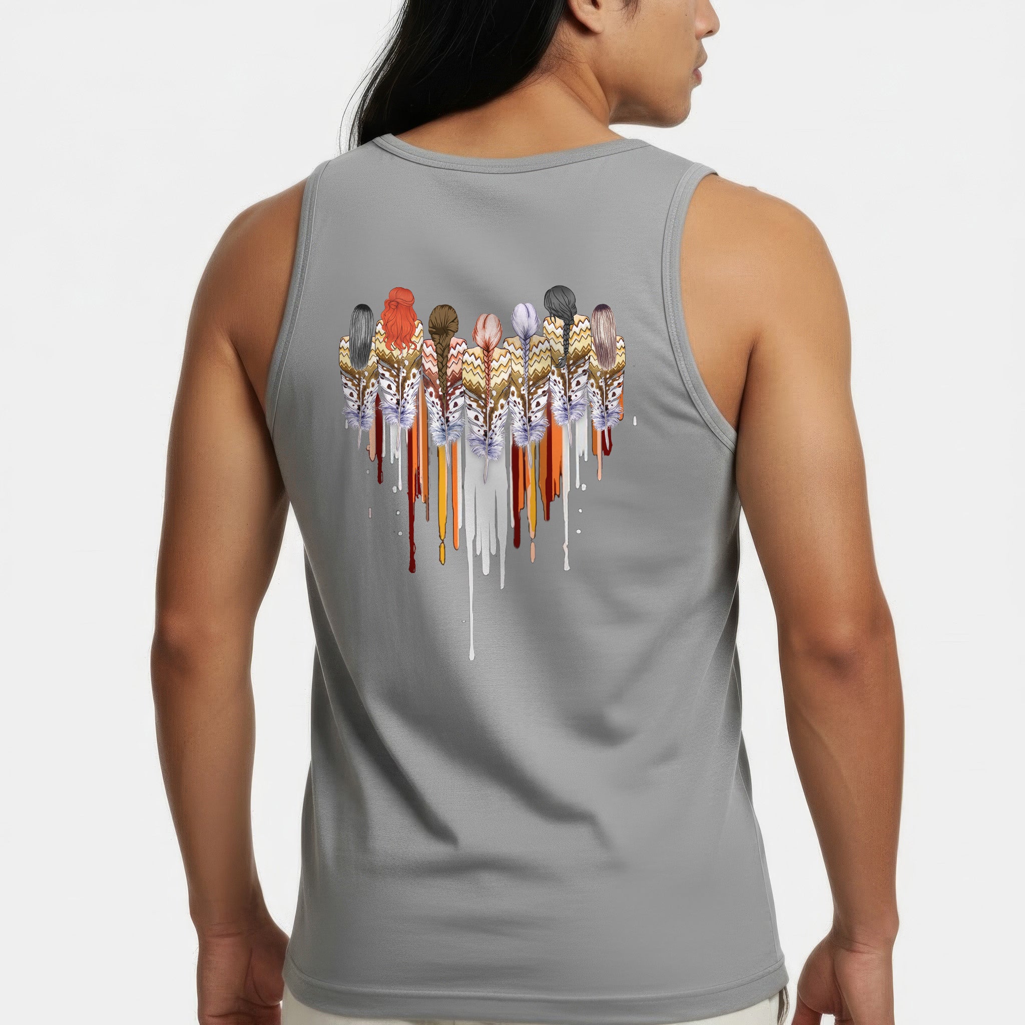 [Two Sides] Native American Feather Heart Indigenous Women Unisex Tank Top/Long Sleeve/Hoodie Zip