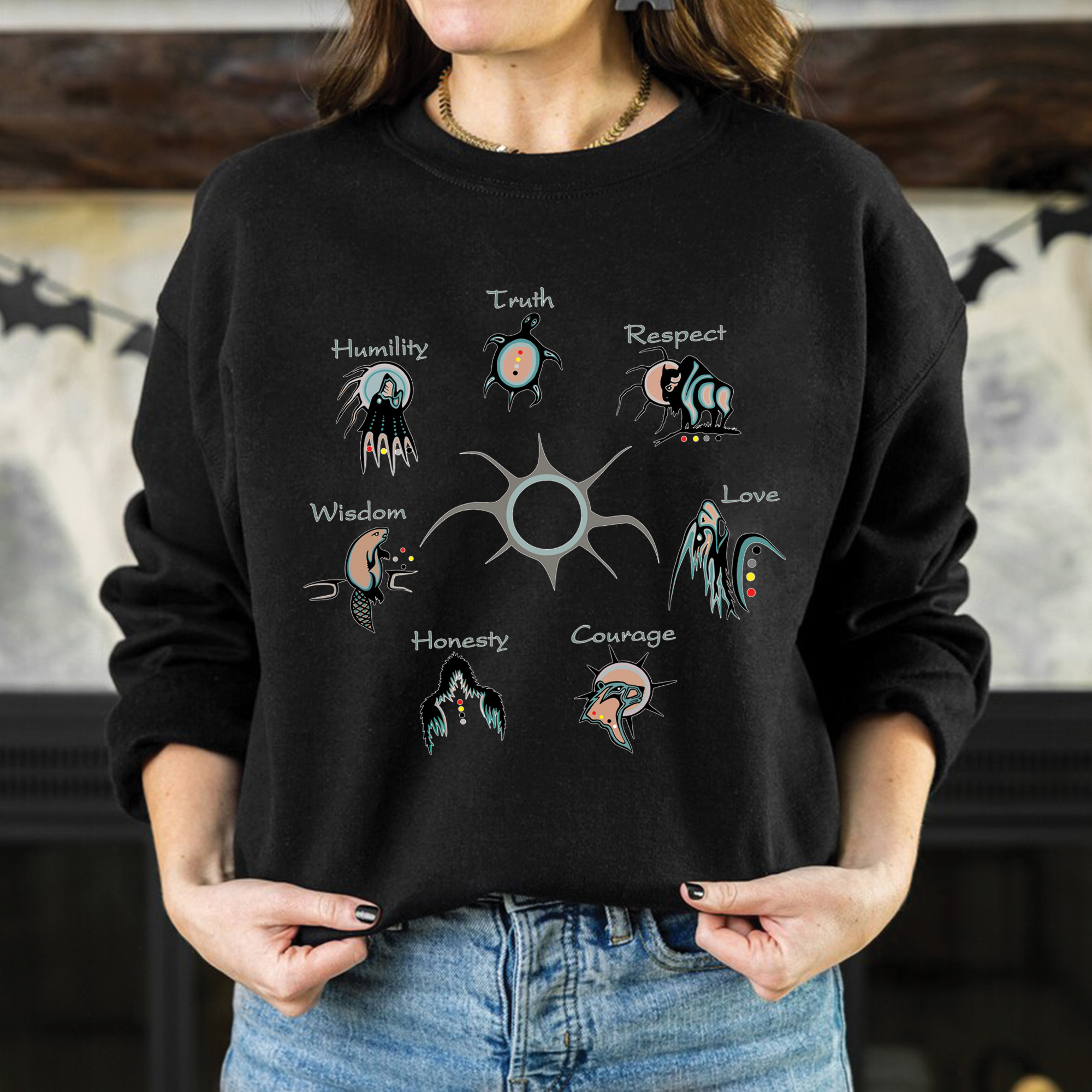 The Seven Sacred Laws Native American Indigenous Culture Unisex Two Sides T-shirt/T-shirt V-Neck/Hoodie/Sweatshirt