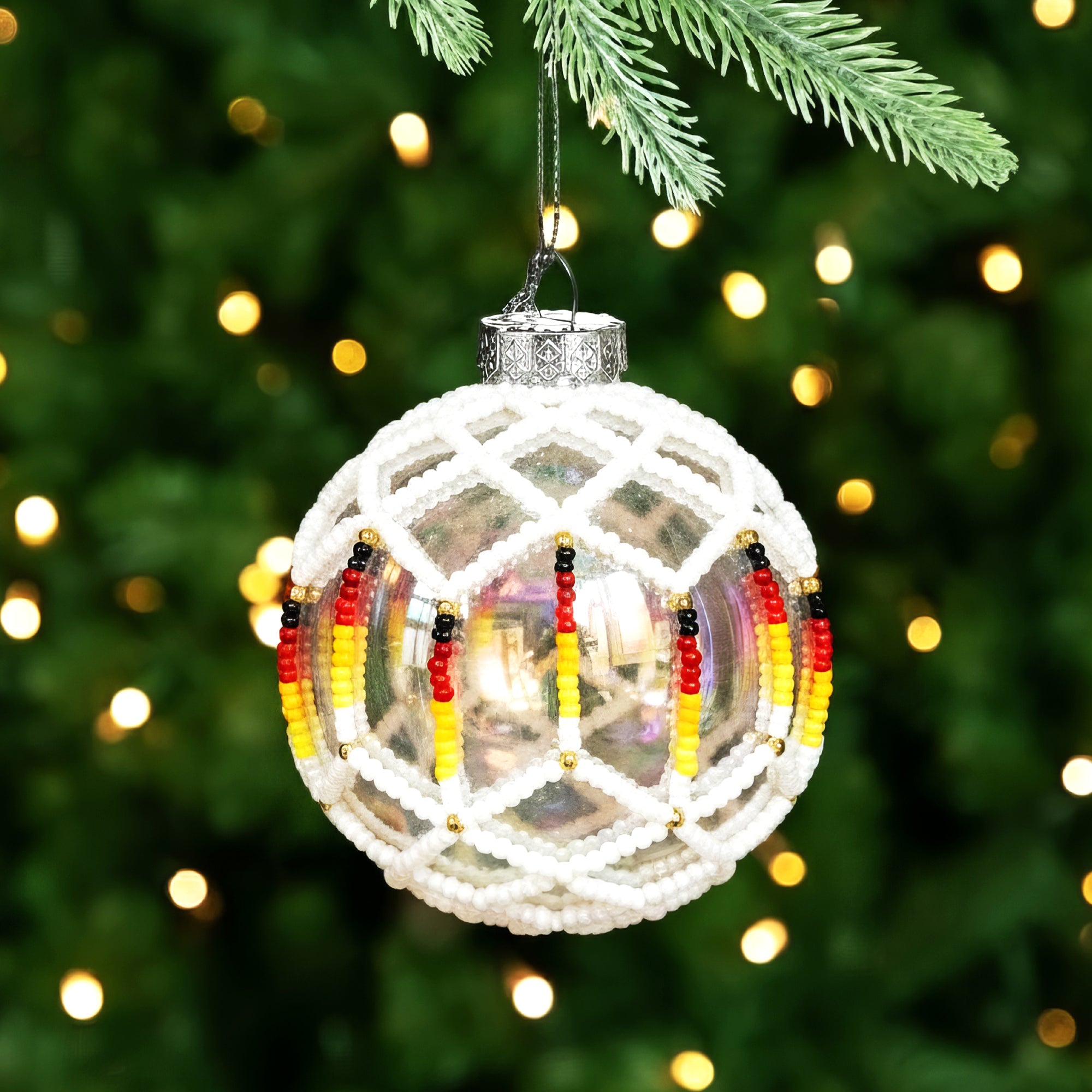 Snow White Beaded Ornament Handcrafted Holiday Decor Gift