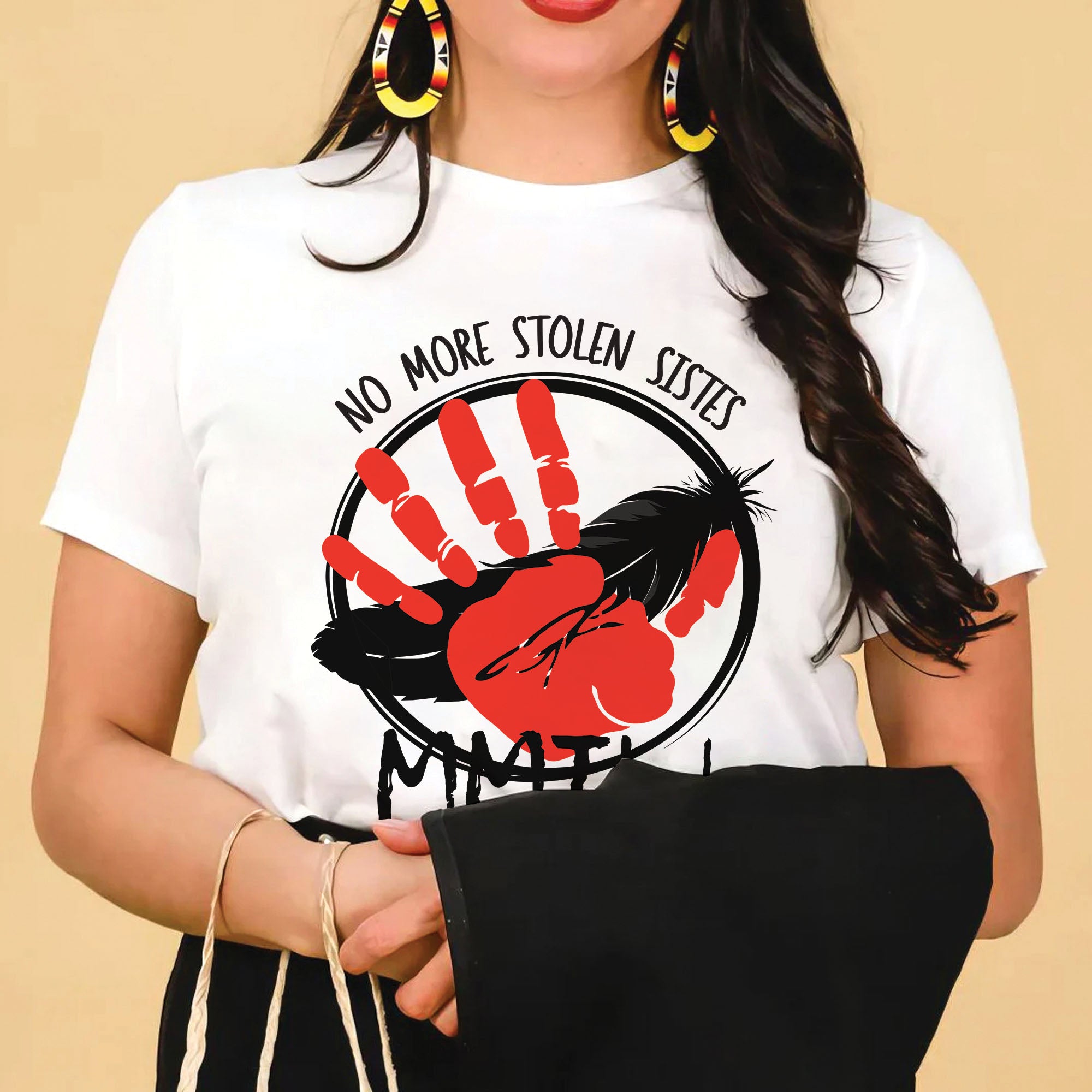 No More Stolen Sisters MMIW Native Women Awareness Unisex T-shirt/T-shirt V-Neck/Hoodie/Sweatshirt - One side