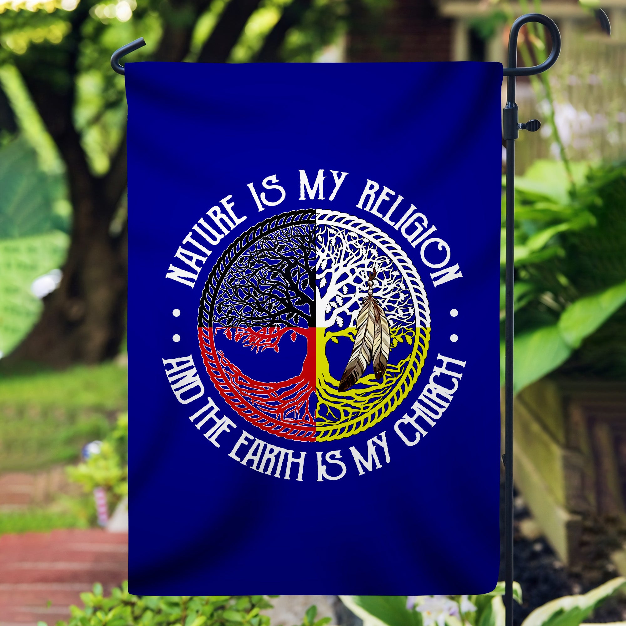 Nature Is My Religion - Native American Flag Garden House Yard for Decor Outdoor
