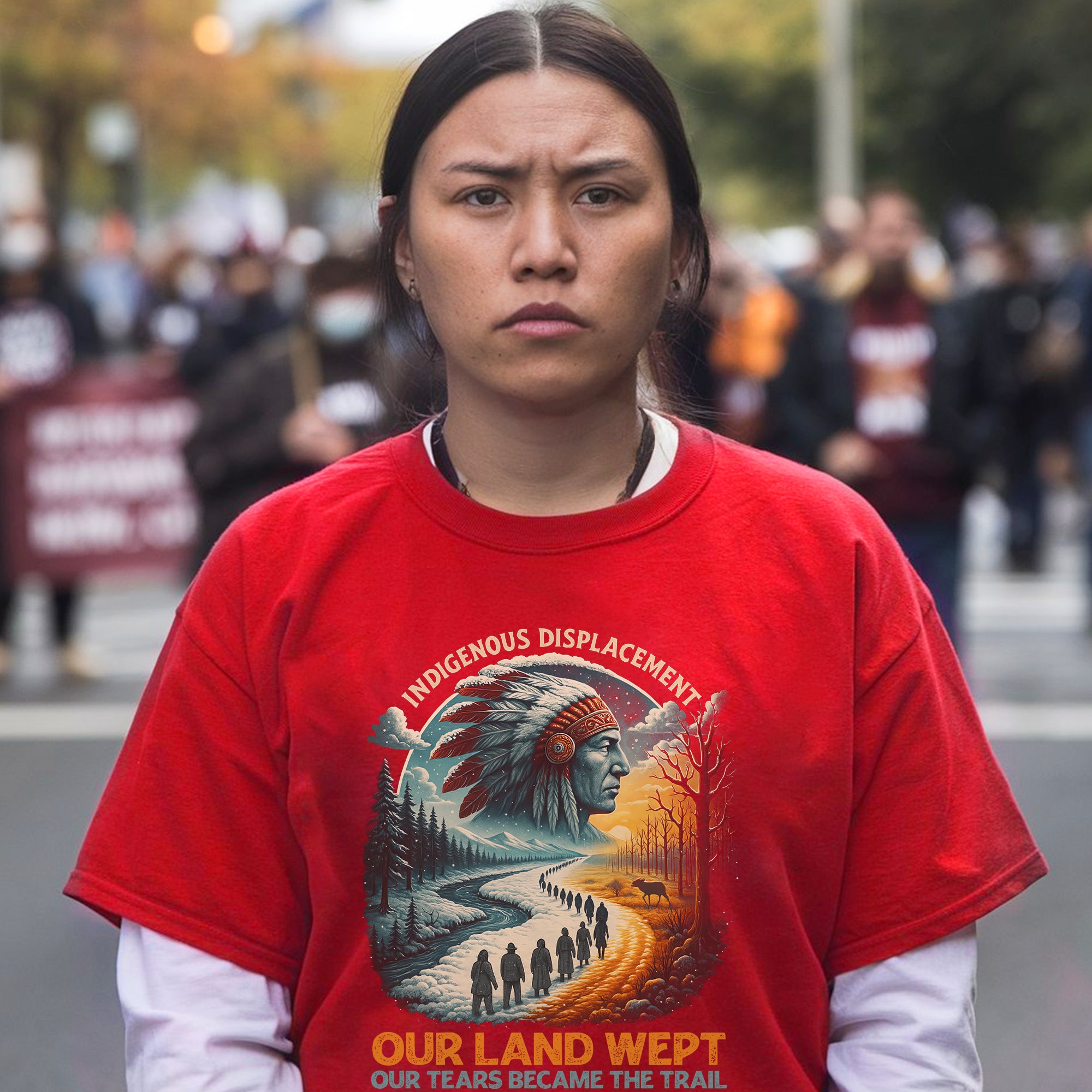 Indigenous Displacement – Tears Become The Trail - Unisex T-Shirt/T-Shirt V-Neck/Hoodie/Sweatshirt
