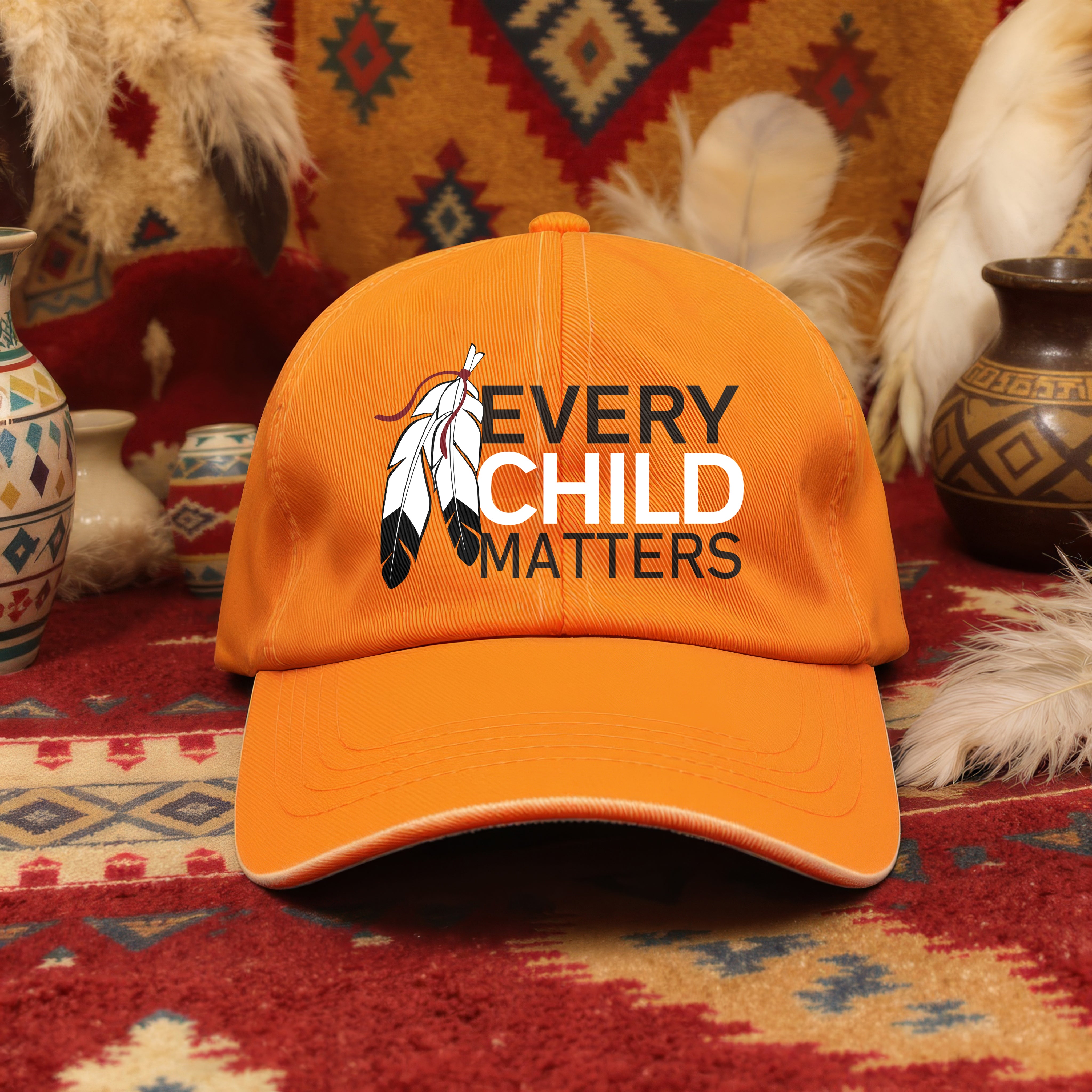 Every Child Matters Feather Emblem Cap For Orange Shirt Day