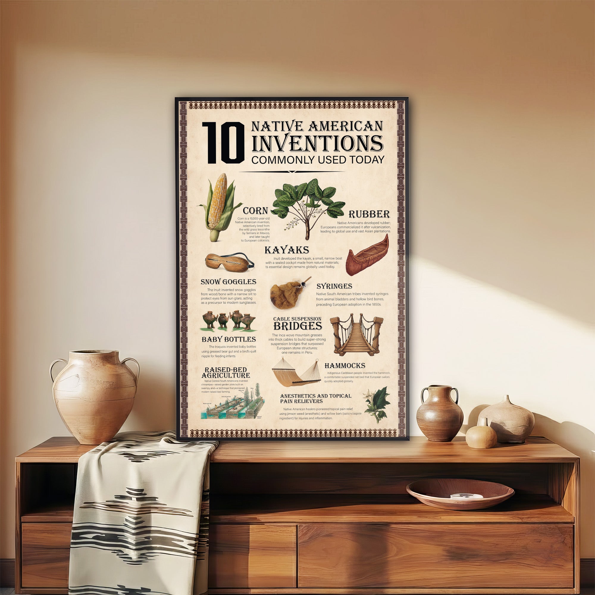 Native American Innovation 10 Native American Inventions Commonly Used Today Poster/Canvas ...