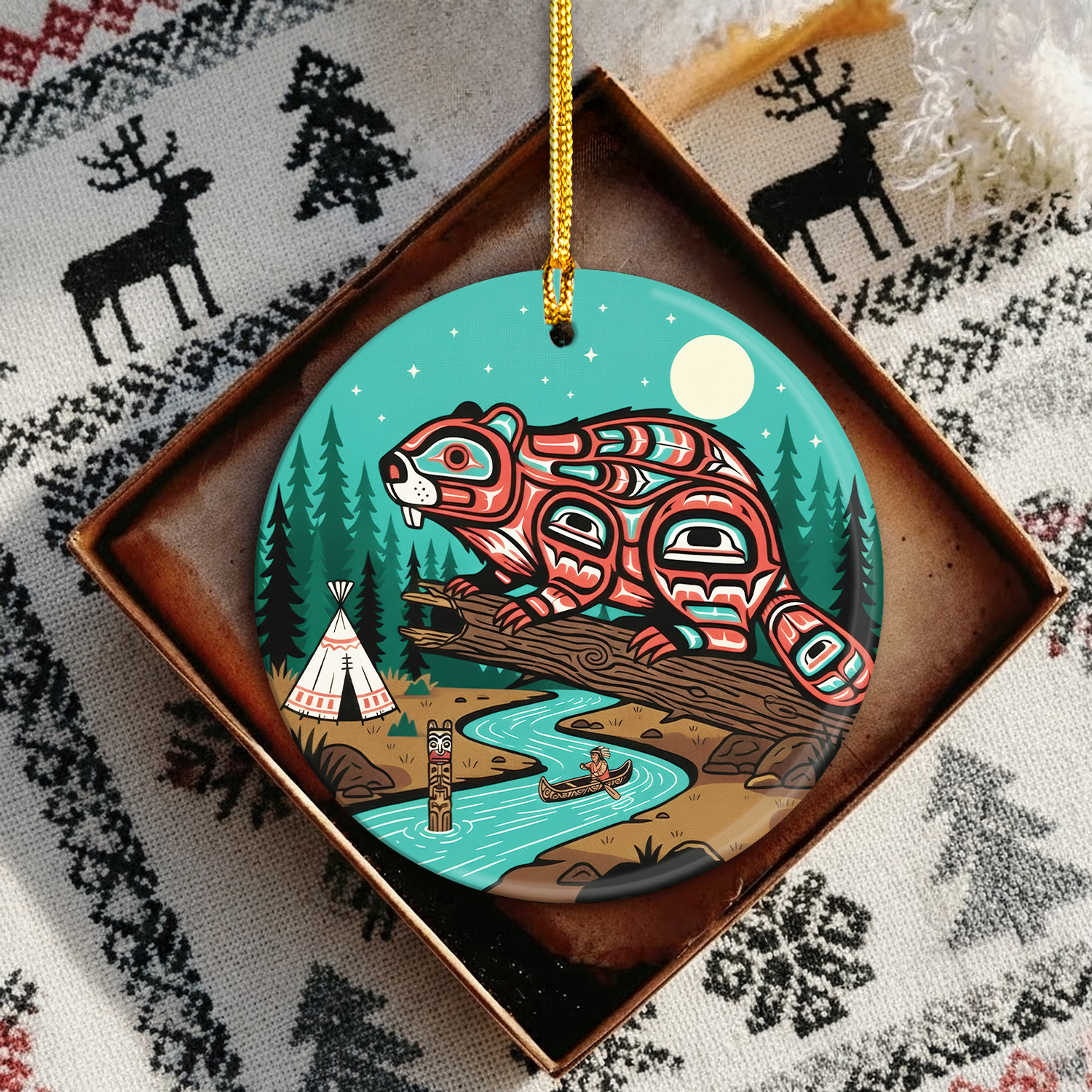 Native Tribal Spirit Animal Ceramic Ornament – Indigenous Art Decor