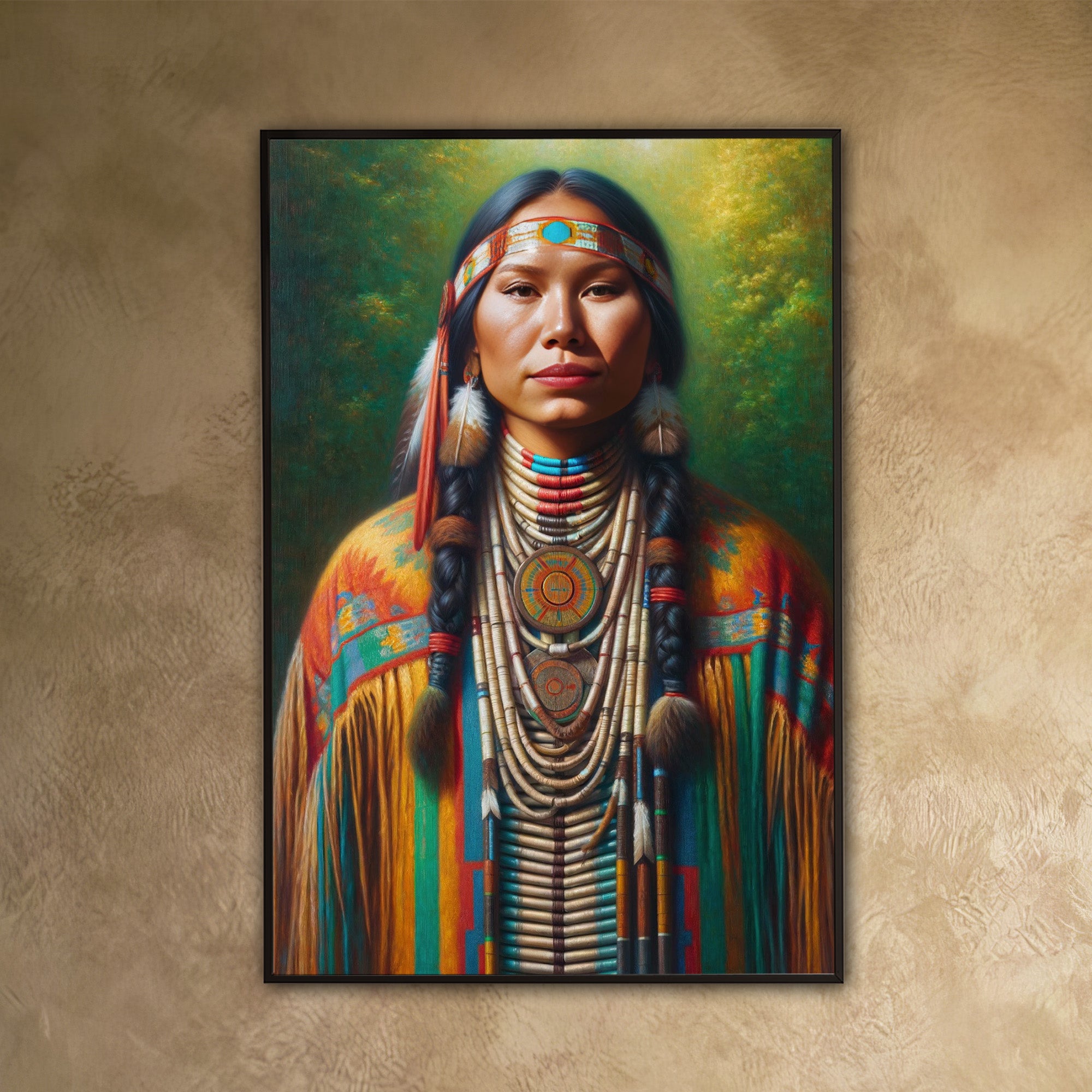 Custom Native American Women Portrait Photo Canvas Art Gift Home Decor