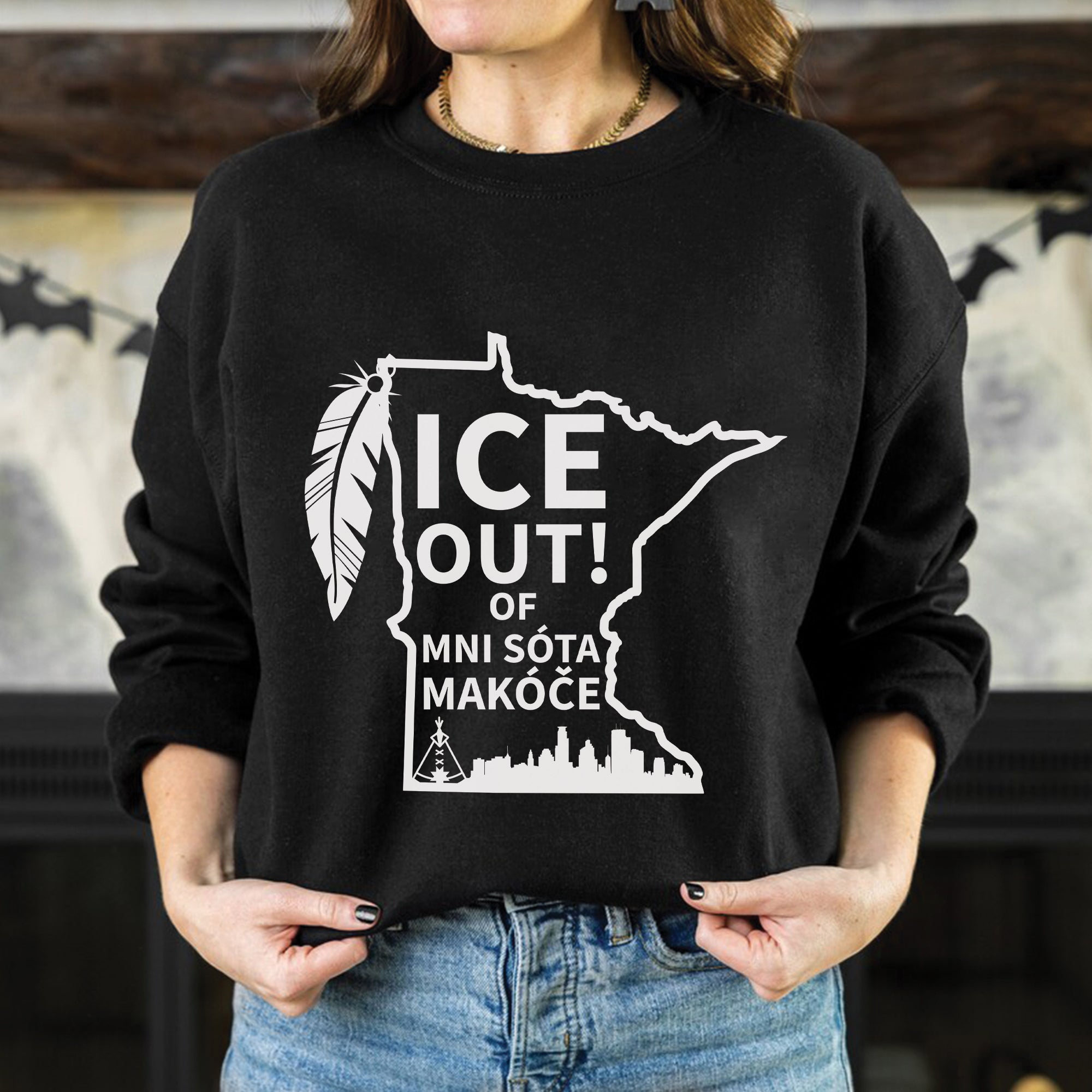 ICE Out of Minnesota Makóče Native Pride - No One Is Illegal On Stolen Land Unisex T-shirt/T-shirt V-Neck/Hoodie/Sweatshirt