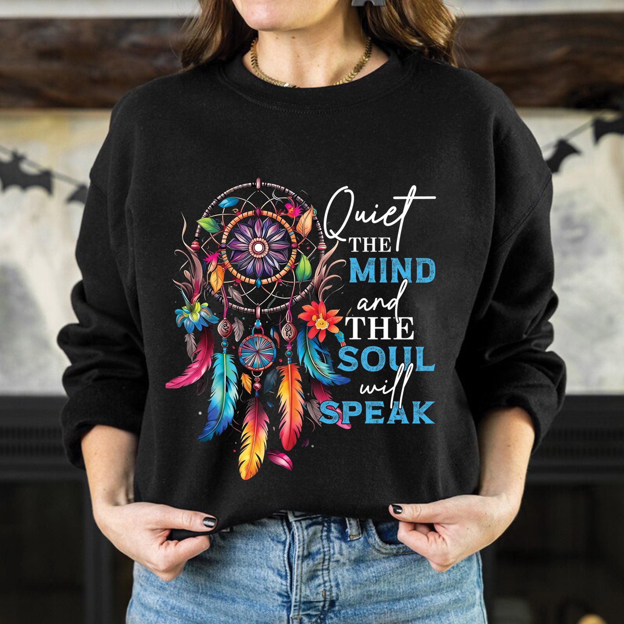 Quiet the Mind, the Soul Will Speak Native Dreamcatcher Unisex T-shirt/T-shirt V-neck/Hoodie/Sweatshirt