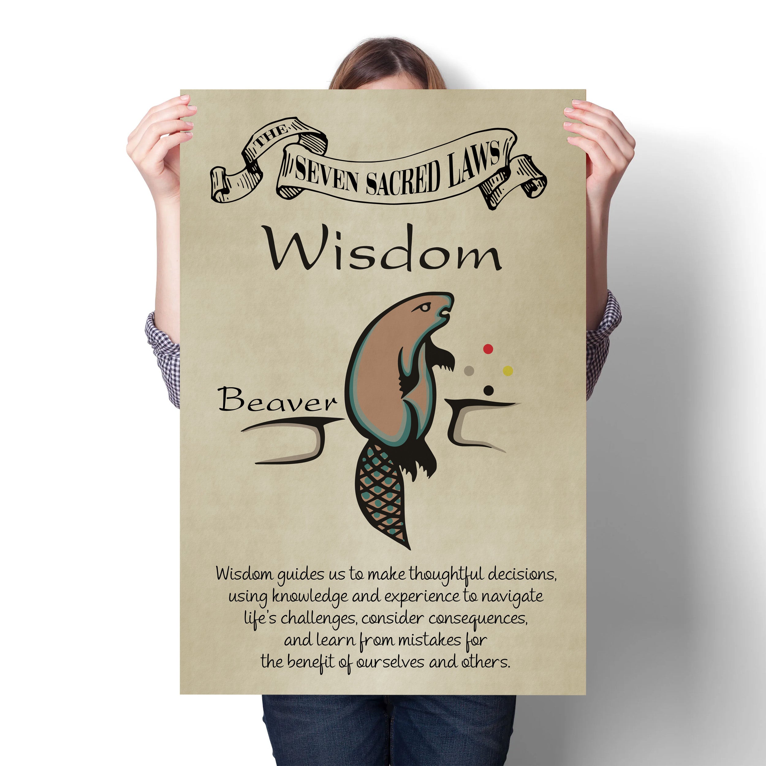 Wisdom – Seven Sacred Laws Native American Spiritual Teaching Wall Art Poster/ Canvas