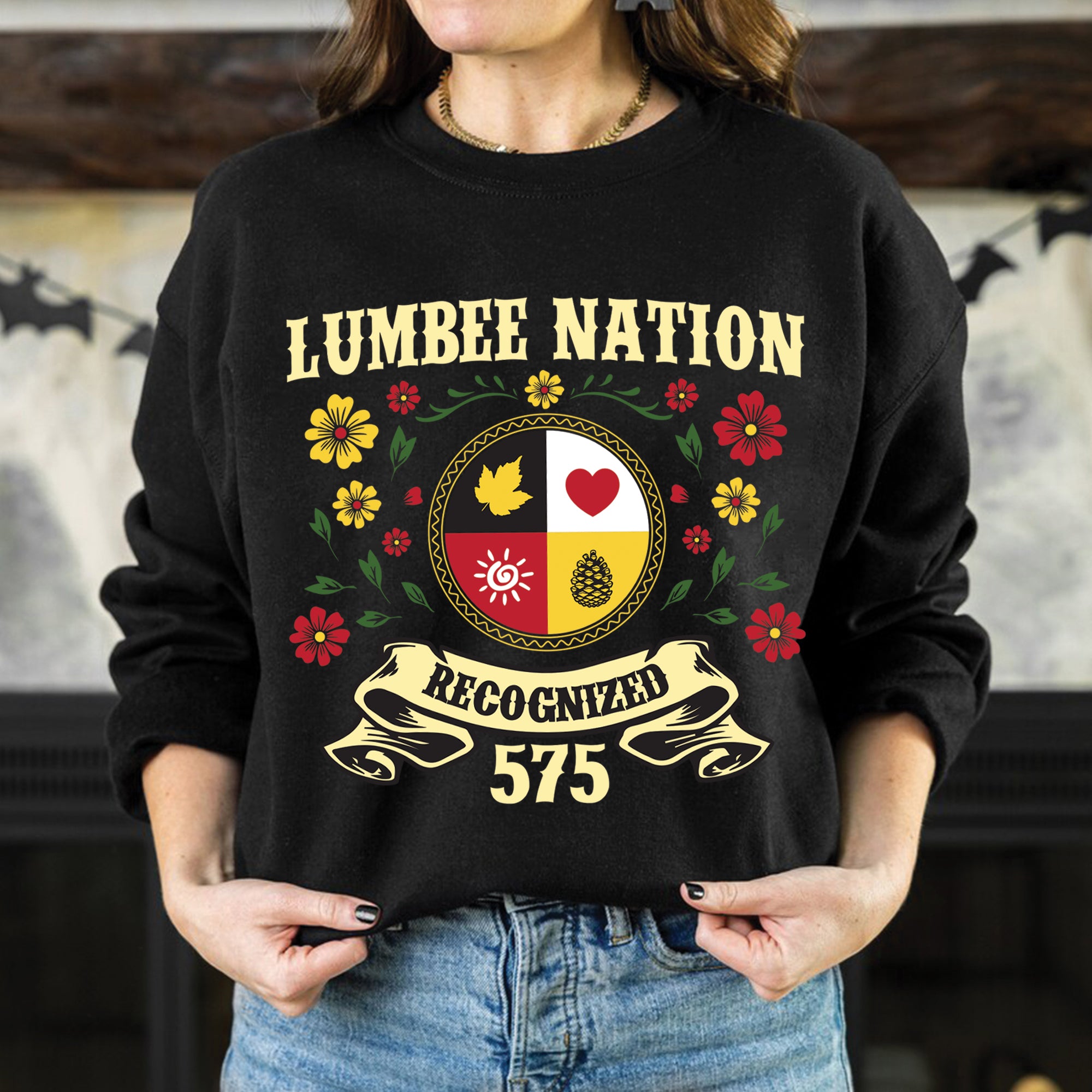 Lumbee Nation Recognized Native American 575 Floral Design Unisex T-shirt/T-shirt V-neck/Hoodie/Sweatshirt