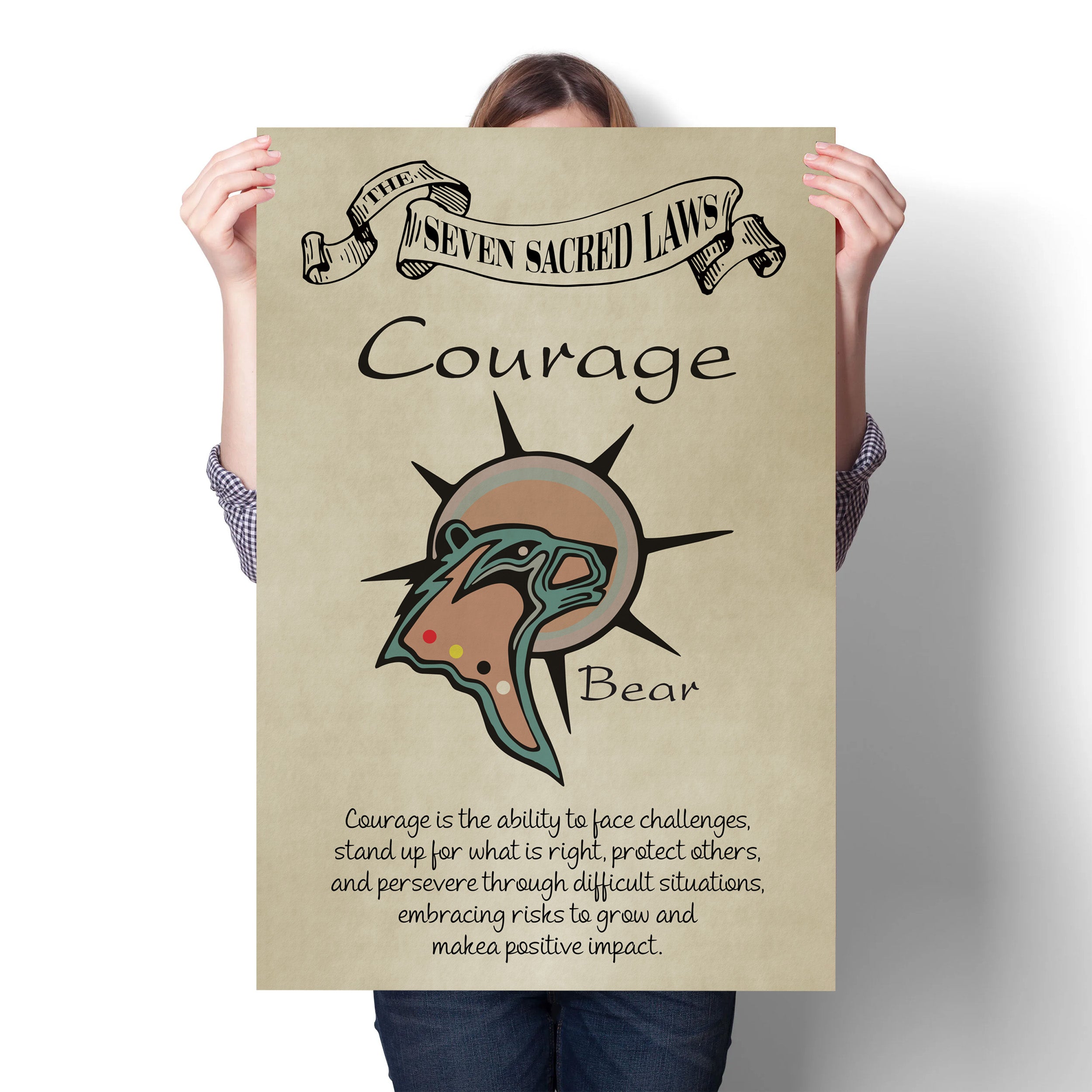 Courage – Seven Sacred Laws Native American Spiritual Teaching Wall Art Poster/ Canvas