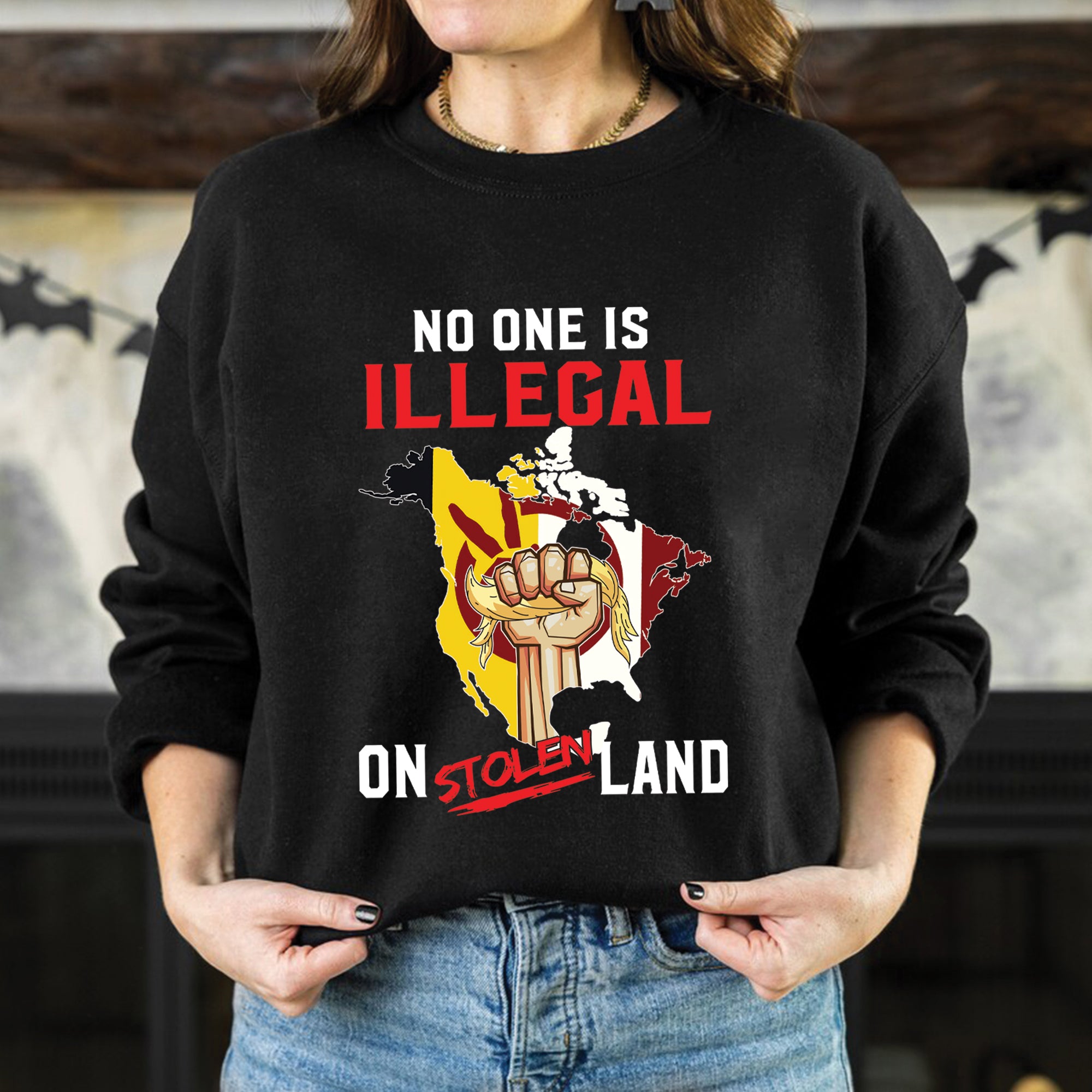 No One Is Illegal On Stolen Land - Unisex T-Shirt/T-Shirt V-Neck/Hoodie/Sweatshirt N54