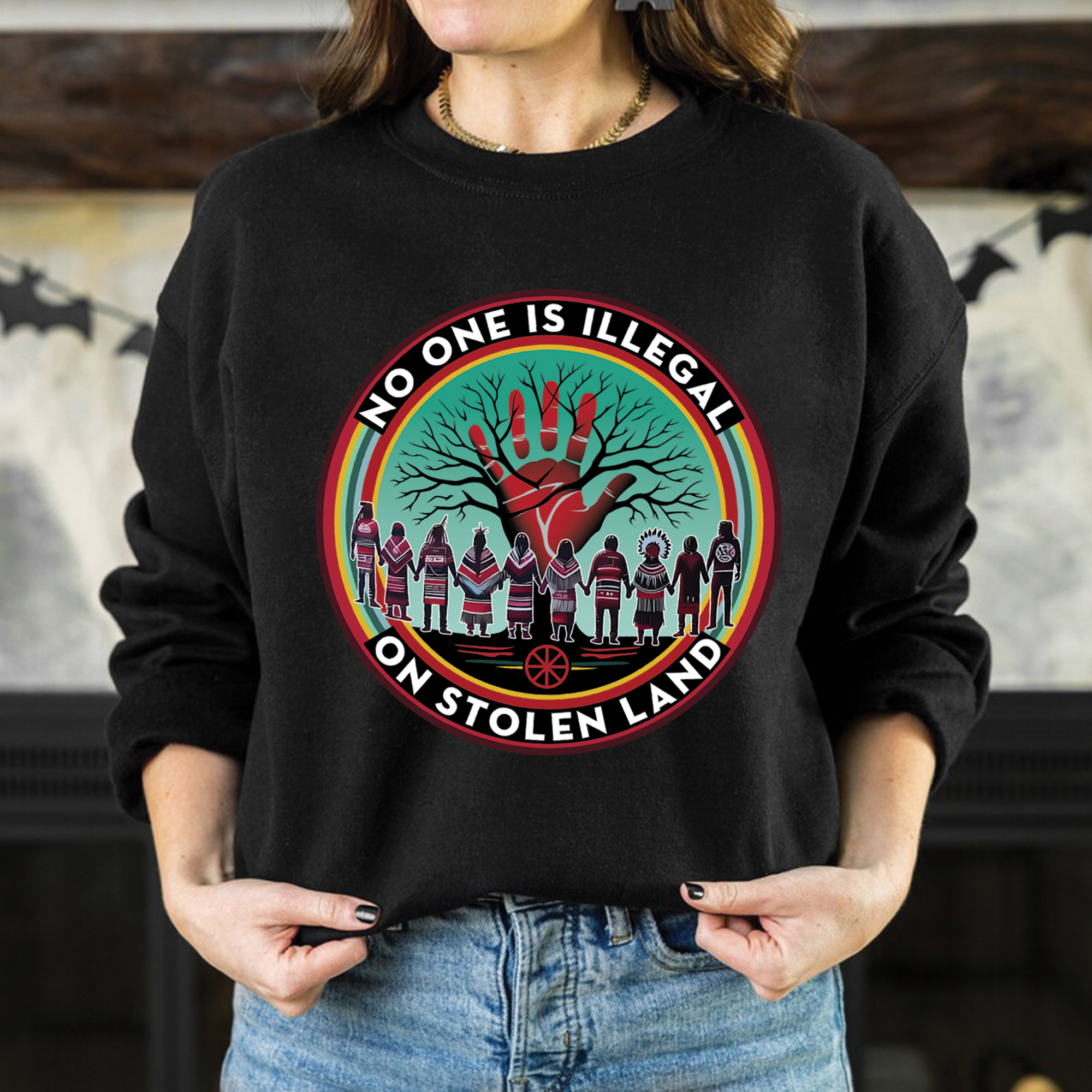 No One Is Illegal On Stolen Land - Unisex T-Shirt/T-Shirt V-Neck/Hoodie/Sweatshirt 166