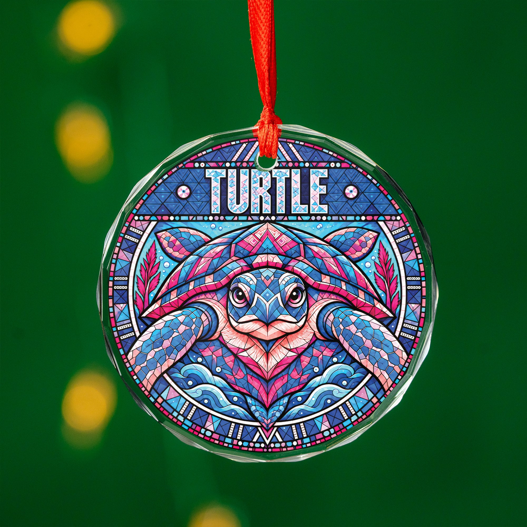 Turtle Spirit Native Tribal Glass Ornament – Indigenous Art Decor
