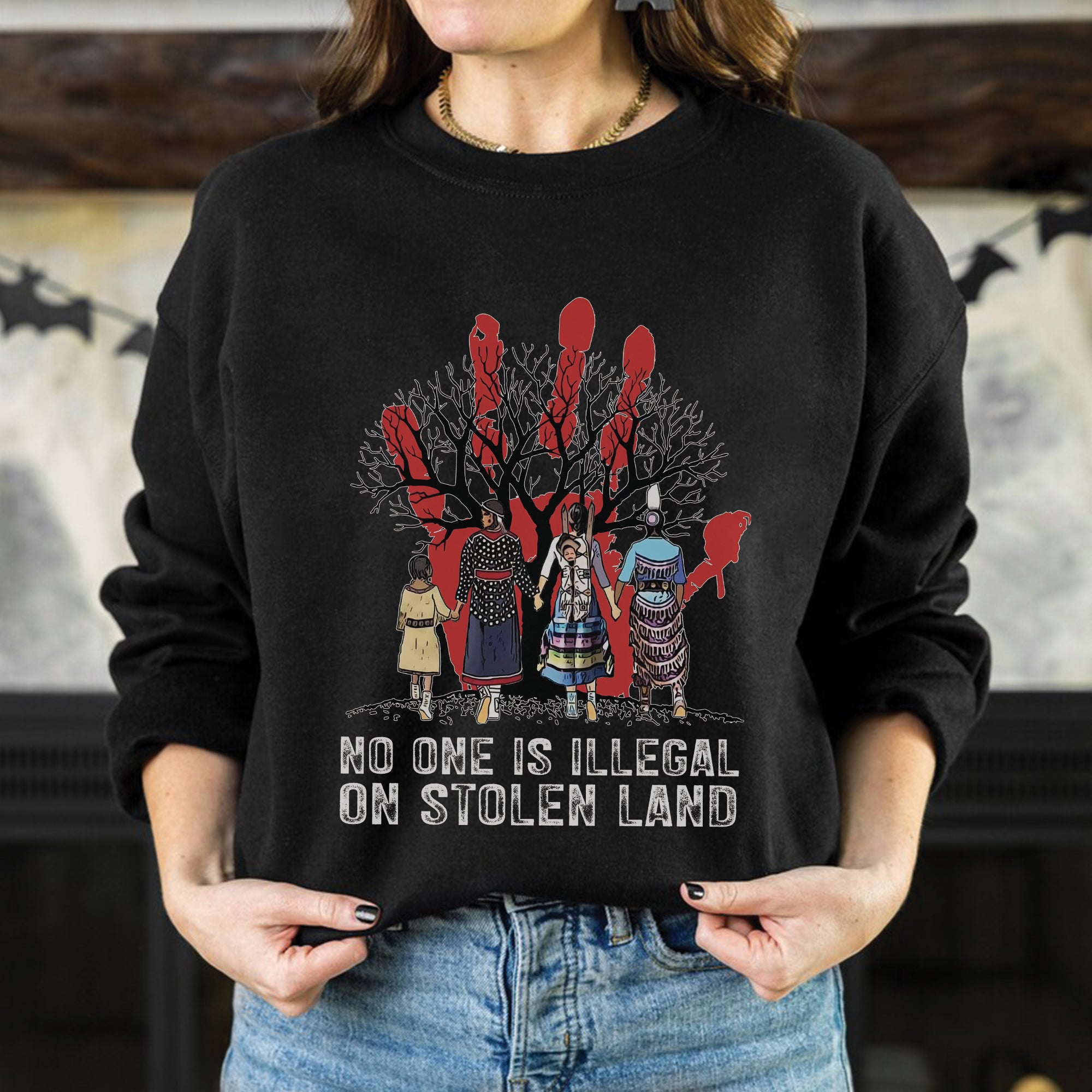 No One Is Illegal On Stolen Land - Unisex T-Shirt/T-Shirt V-Neck/Hoodie/Sweatshirt N59
