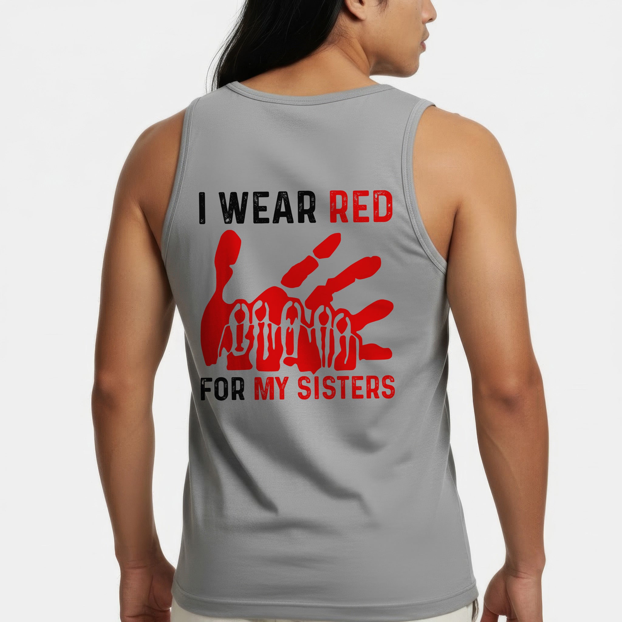 [Two Sides] I Wear Red for My Sisters MMIW Awareness Unisex Tank Top/Long Sleeve/Hoodie Zip