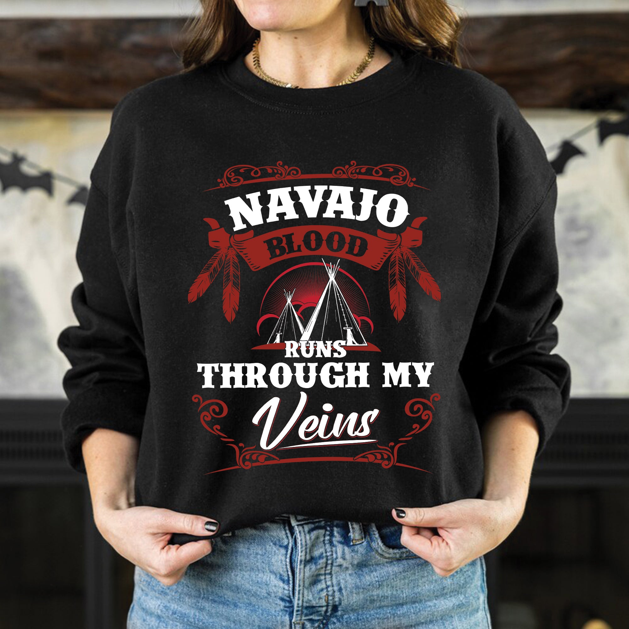 Native Blood Runs Through My Veins Unisex T-Shirt/T-Shirt V-Neck/Hoodie/Sweatshirt (Custom Tribe)