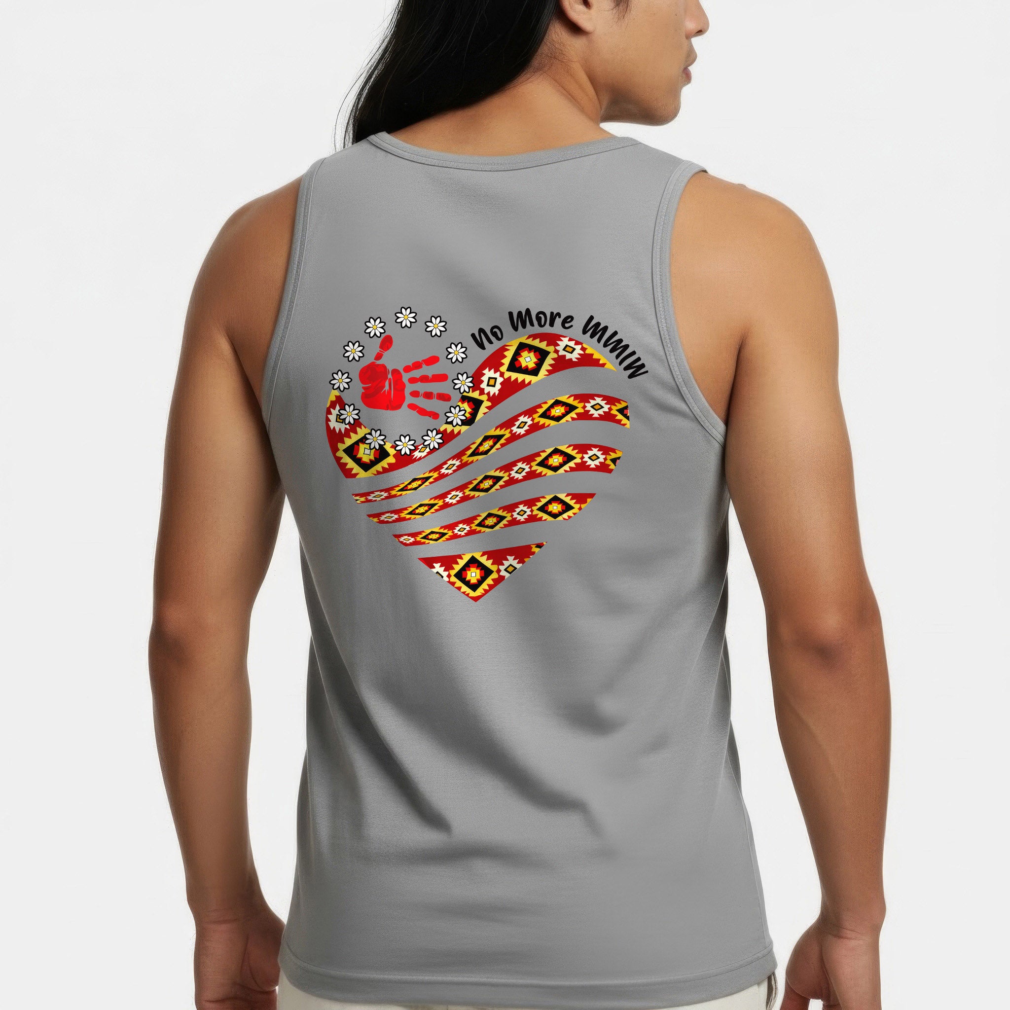 [Two Sides] No More MMIW Tank Top - Native American Heart and Red Hand Unisex Tank Top/Long Sleeve/Hoodie Zip