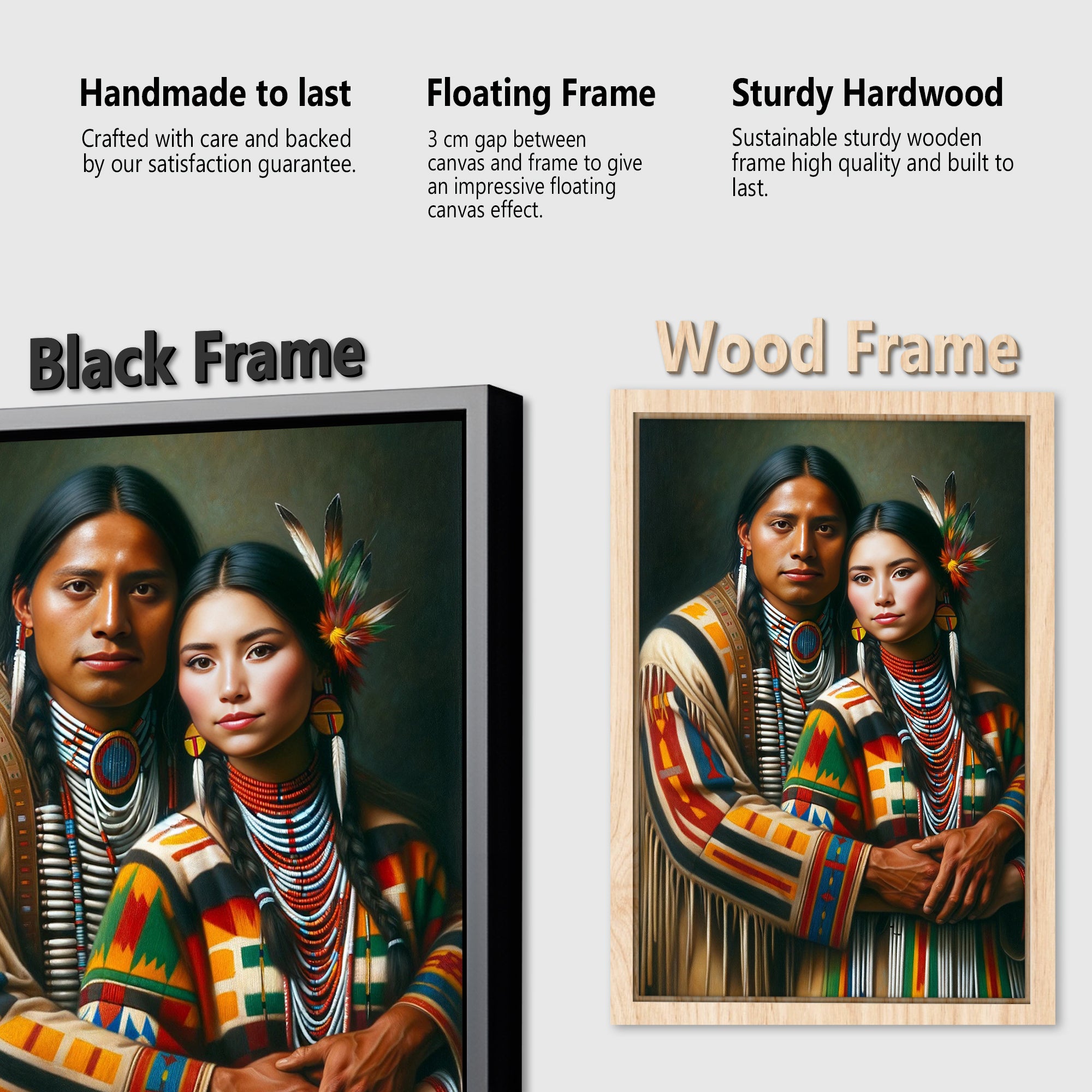 Custom Native American Couple Standing Photo Canvas Art Gift Home Decor