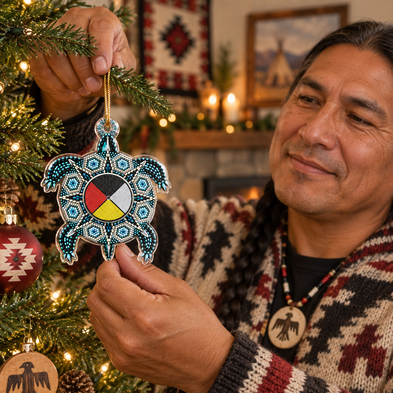 Turtle Four Direction Native Pride American - Unique Gift Decor Flat Acrylic