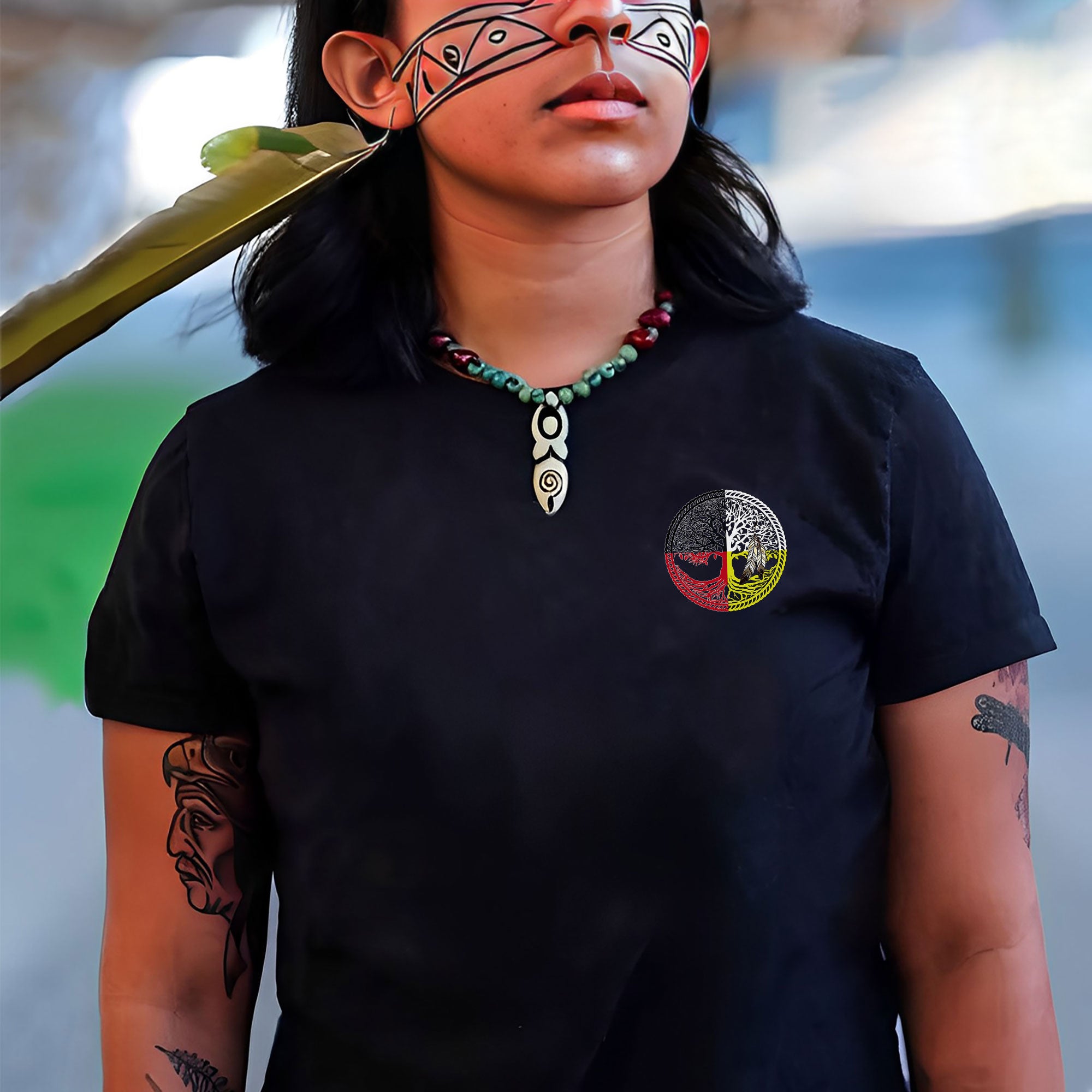 [Two Sides] Nature Is My Religion Four Directions Sacred Circle - Unisex T-Shirt/T-Shirt V-Neck/Hoodie/Sweatshirt - Two Sides