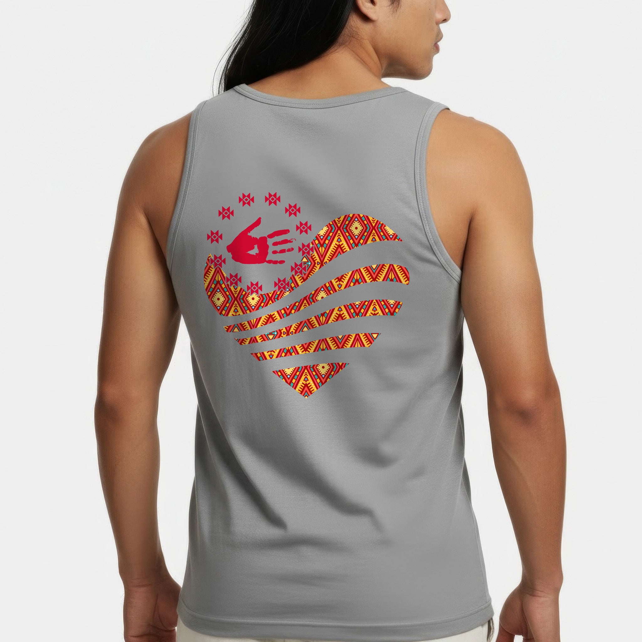 [Two Sides] Red Hand Heart of Culture Native American Unisex Tank Top/Long Sleeve/Hoodie Zip